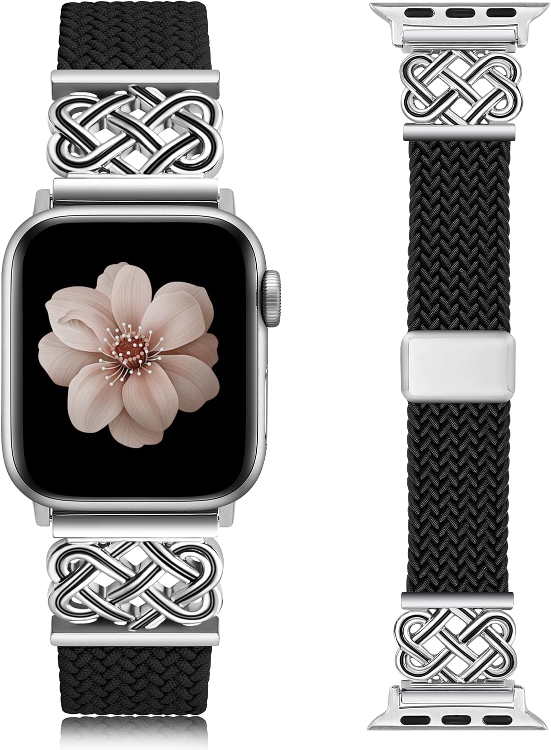 Detalle de TOYOUTHS Braided Magnetic Band for Apple Watch (38–49mm) – Celtic Inspired Elastic Strap