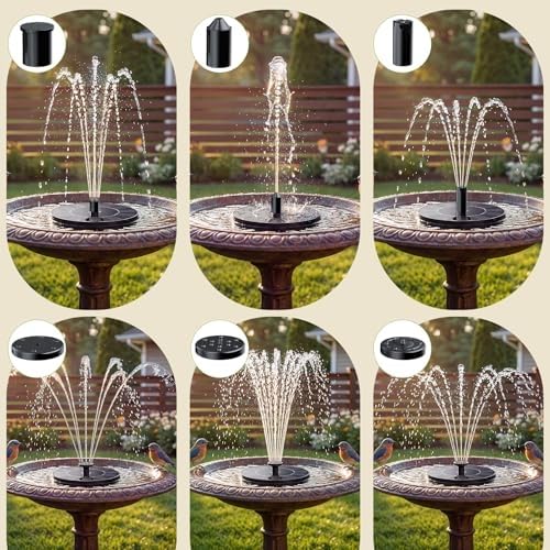 Detalle de AISITIN Solarbrunnen für Draussen mit 6 Düsen – Freistehende Solarfontäne