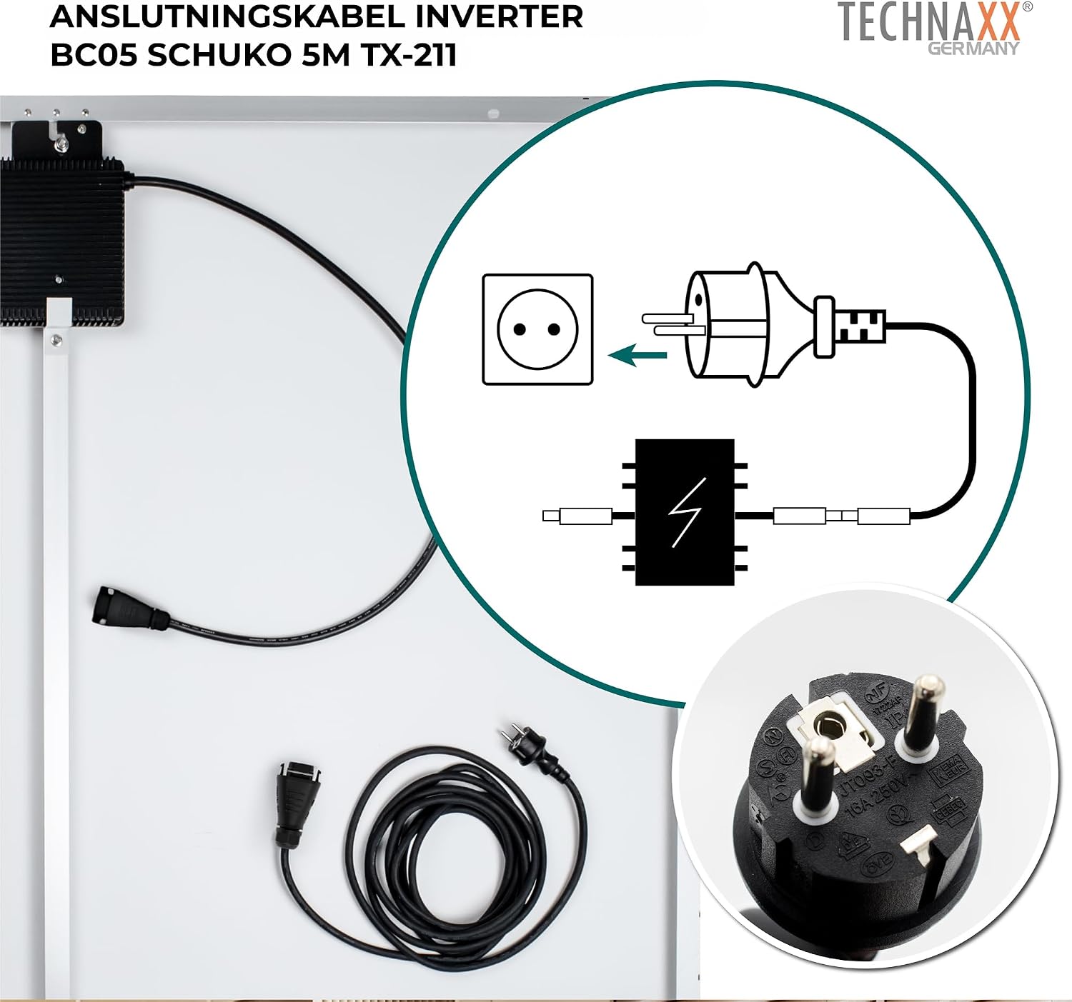 Thumbnail 2 de Technaxx 5020 BC05 till Schuko-anslutningskabel, 5 m, H07RN-F och IP44