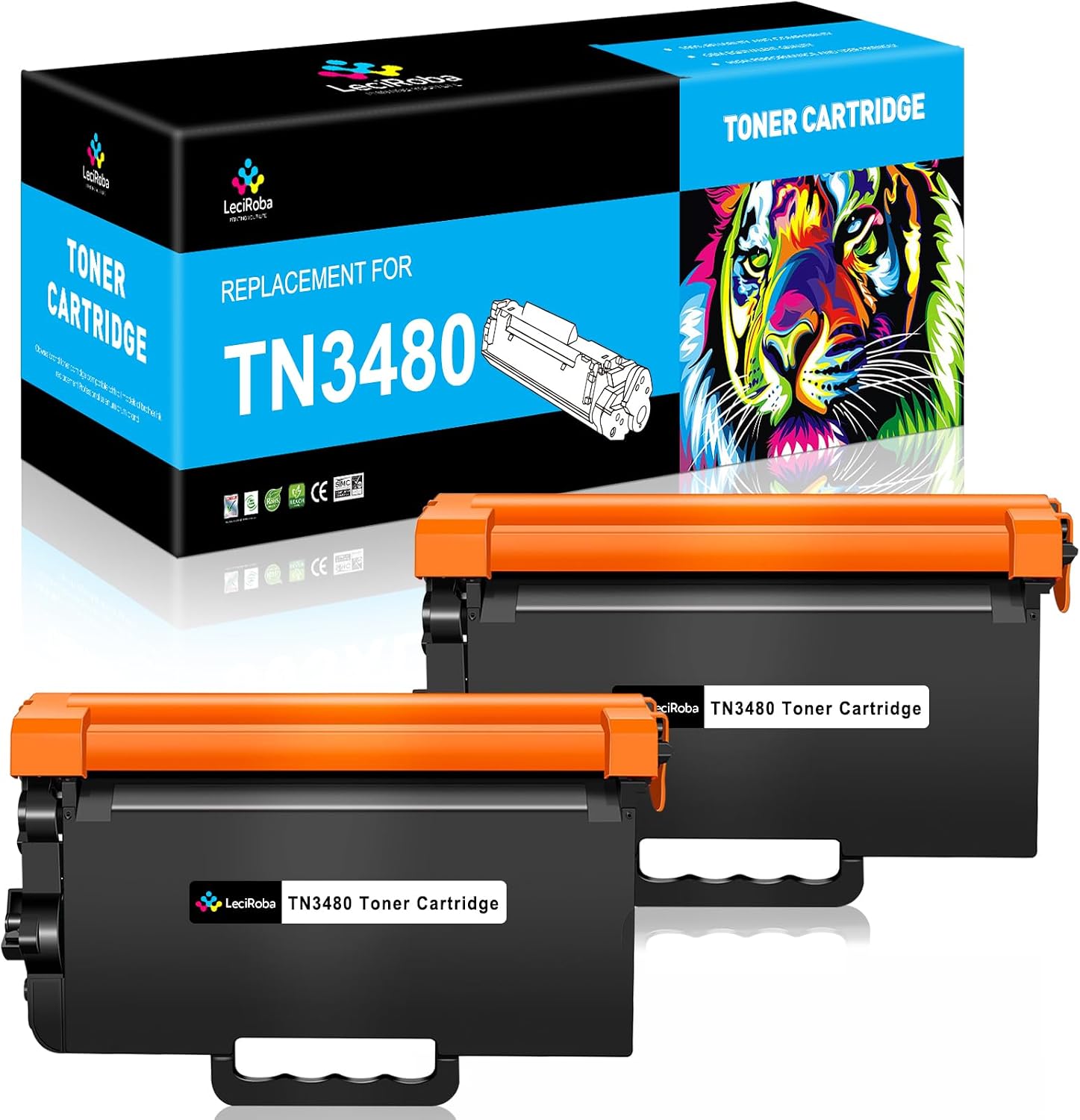 Detalle de LeciRoba TN3480 Toner Cartridge 2-Pack for Brother TN-3480 / TN-3430: Practical, Value-Driven Choice