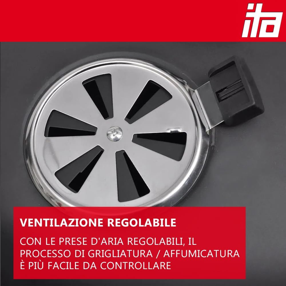 Thumbnail 4 de ITA Griglia Multifunzione 3 in 1: grigliare, affumicare e cuocere con termometro e regolazione aria