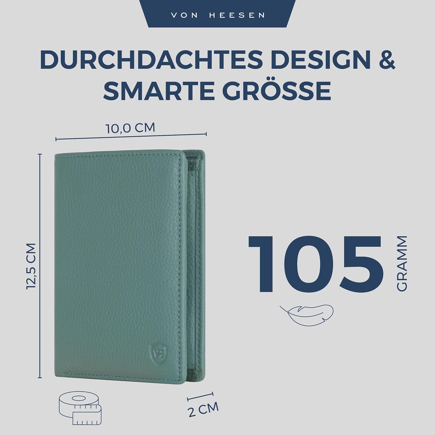 Thumbnail 4 de VON HEESEN RFID-geschützte Echtleder-Geldbörse in Türkis für Damen & Herren