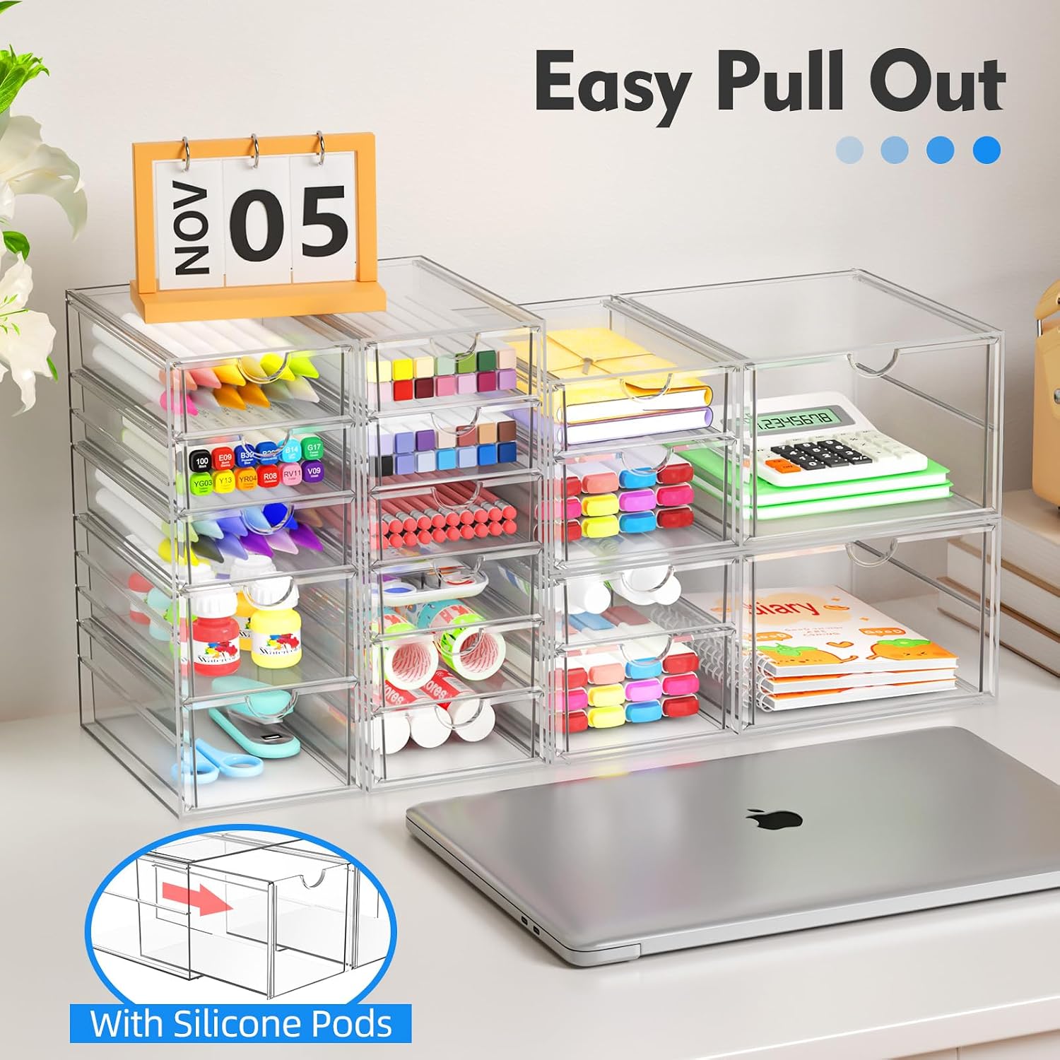 Detalle 1 de ARSTPEOE 1930OD Acrylic 13-Drawer Organizer, Clear and Stackable