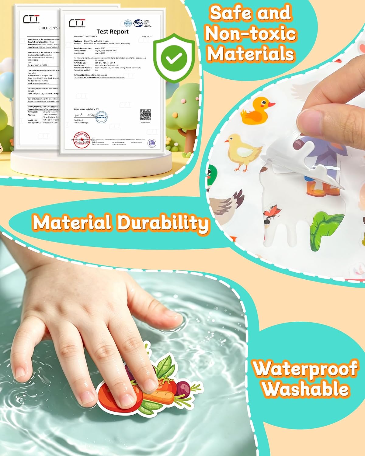 Thumbnail 4 de Zartores Sticker Book Reusable Farm Jelly Sticker Activity Book, 7 Scenes