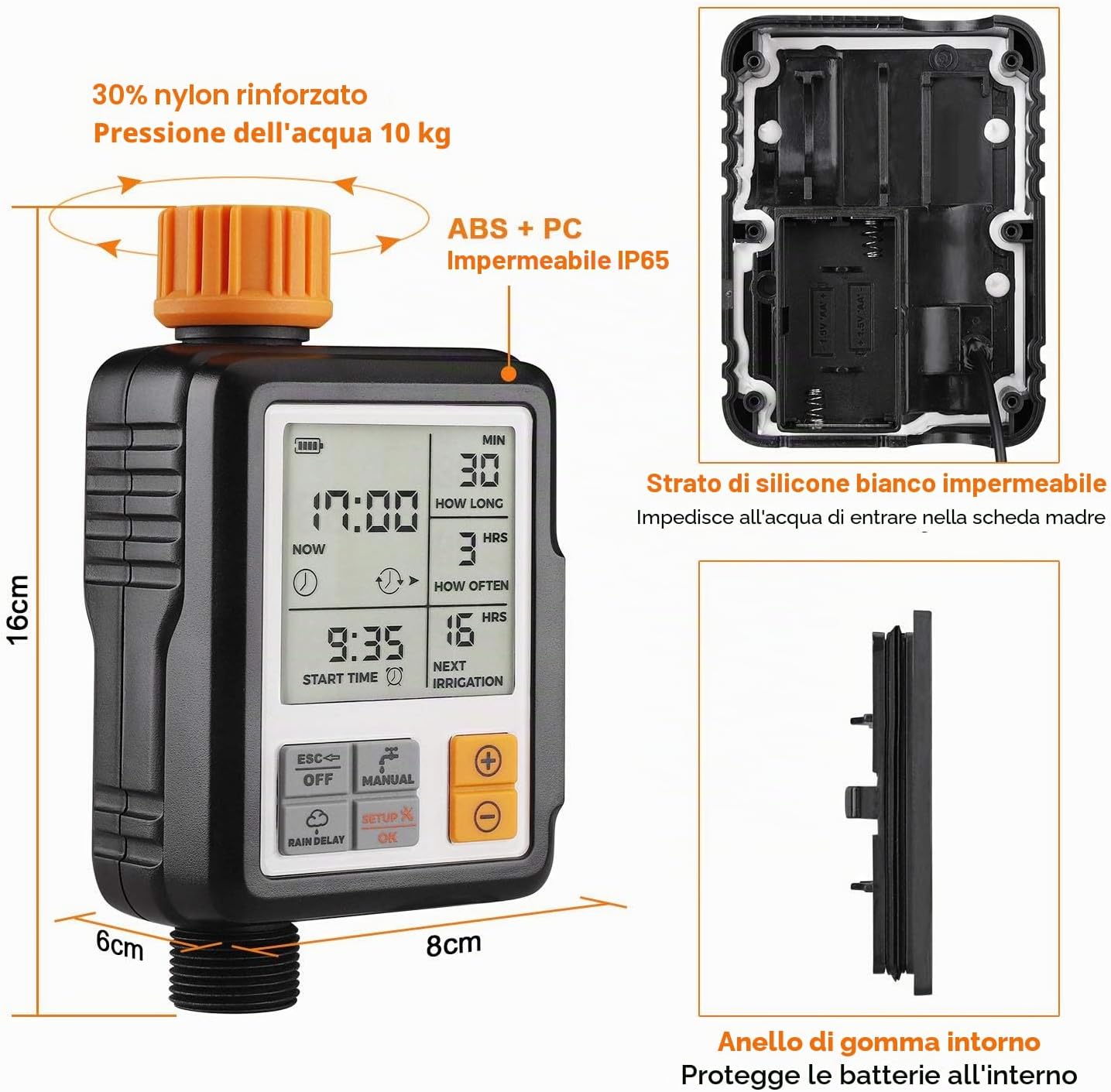 Detalle de Johgee Programmator per Irrigation Giardino IP65 con Timer Digitale e LCD 3