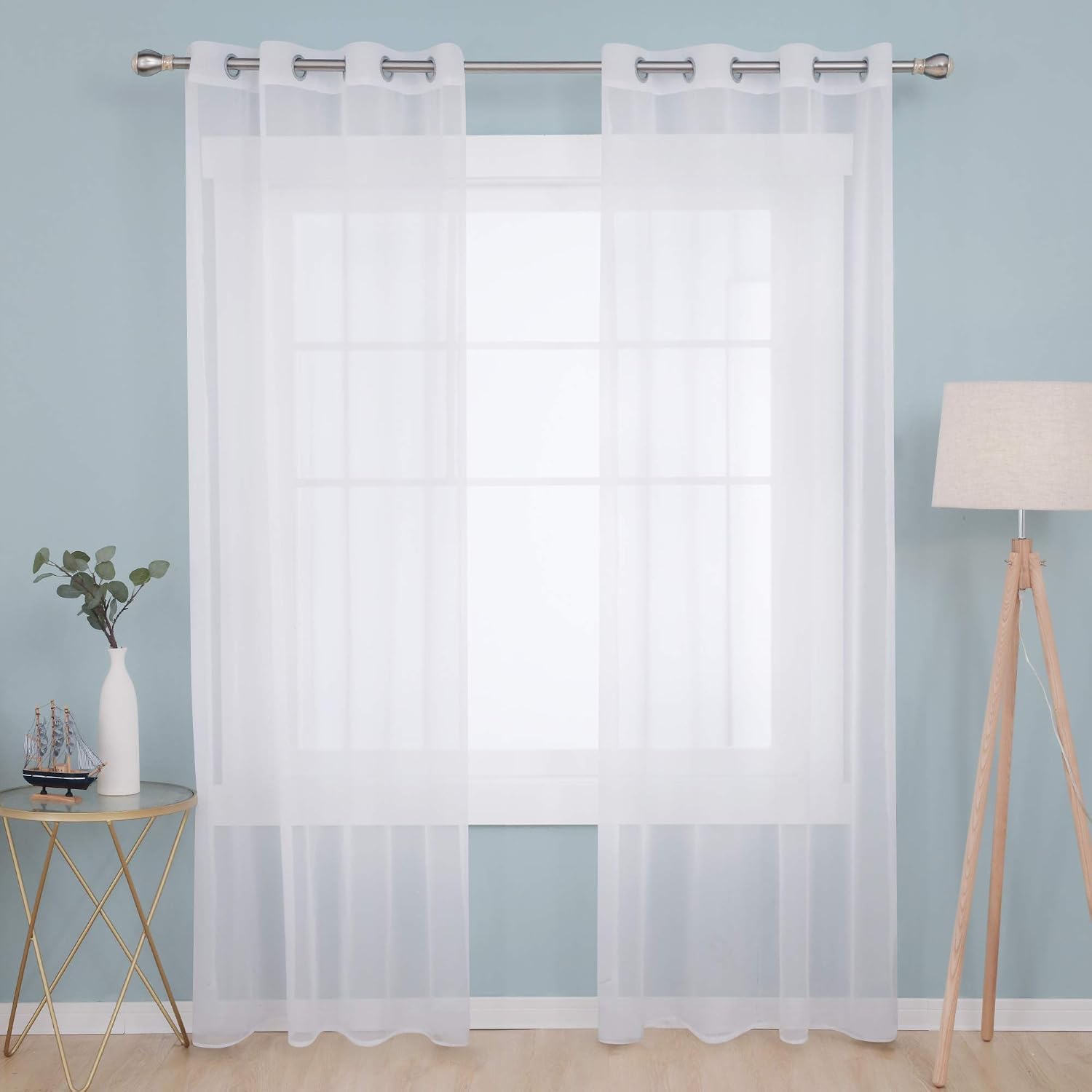Thumbnail 1 de Deconovo Tende Trasparenti con Anelli – Set di 2 Pannelli in Voile Morbido 140x180 cm, Bianco