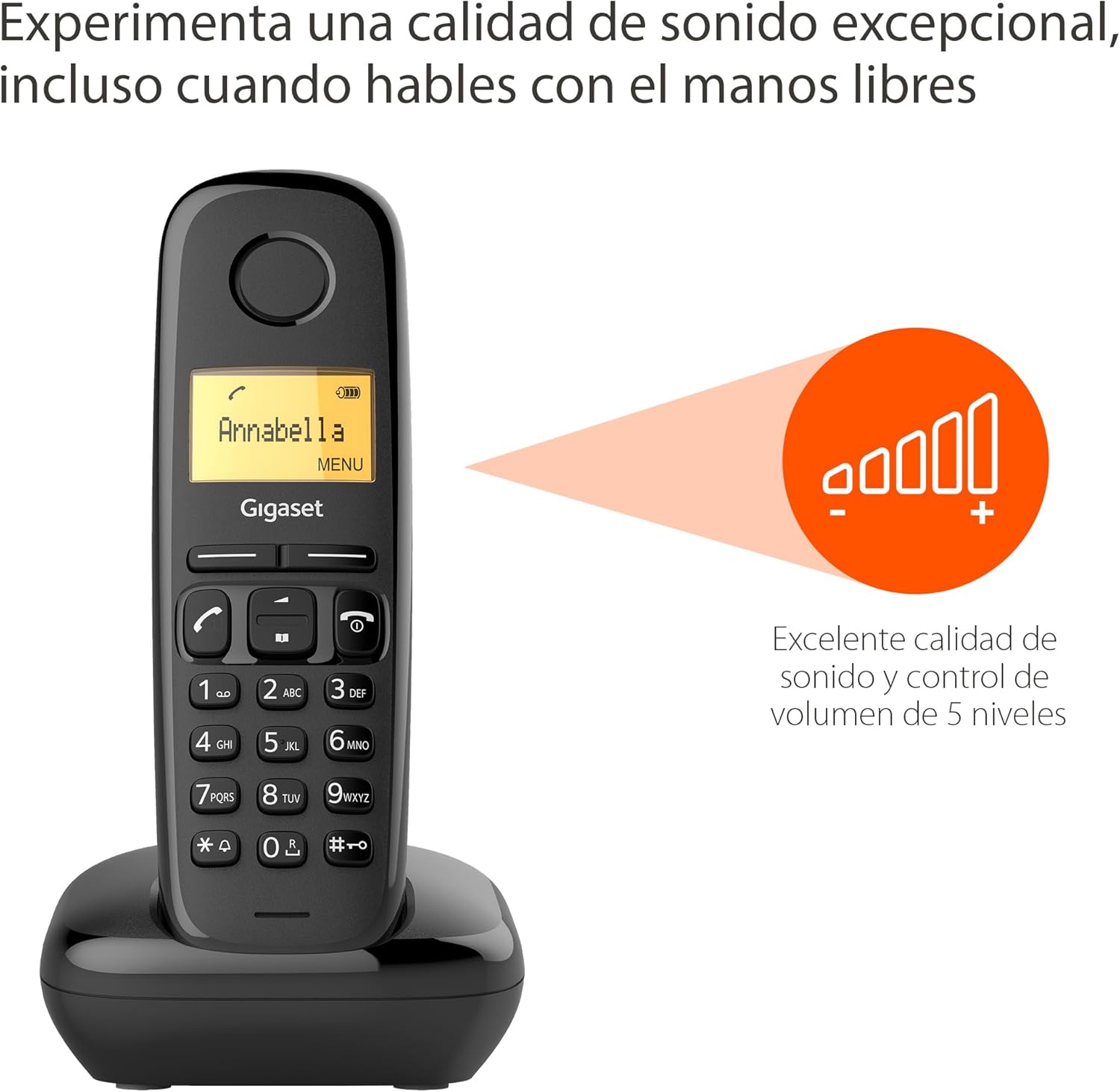 Detalle de Gigaset A170 teléfono DECT inalámbrico con pantalla gráfica iluminada (versión española) negro