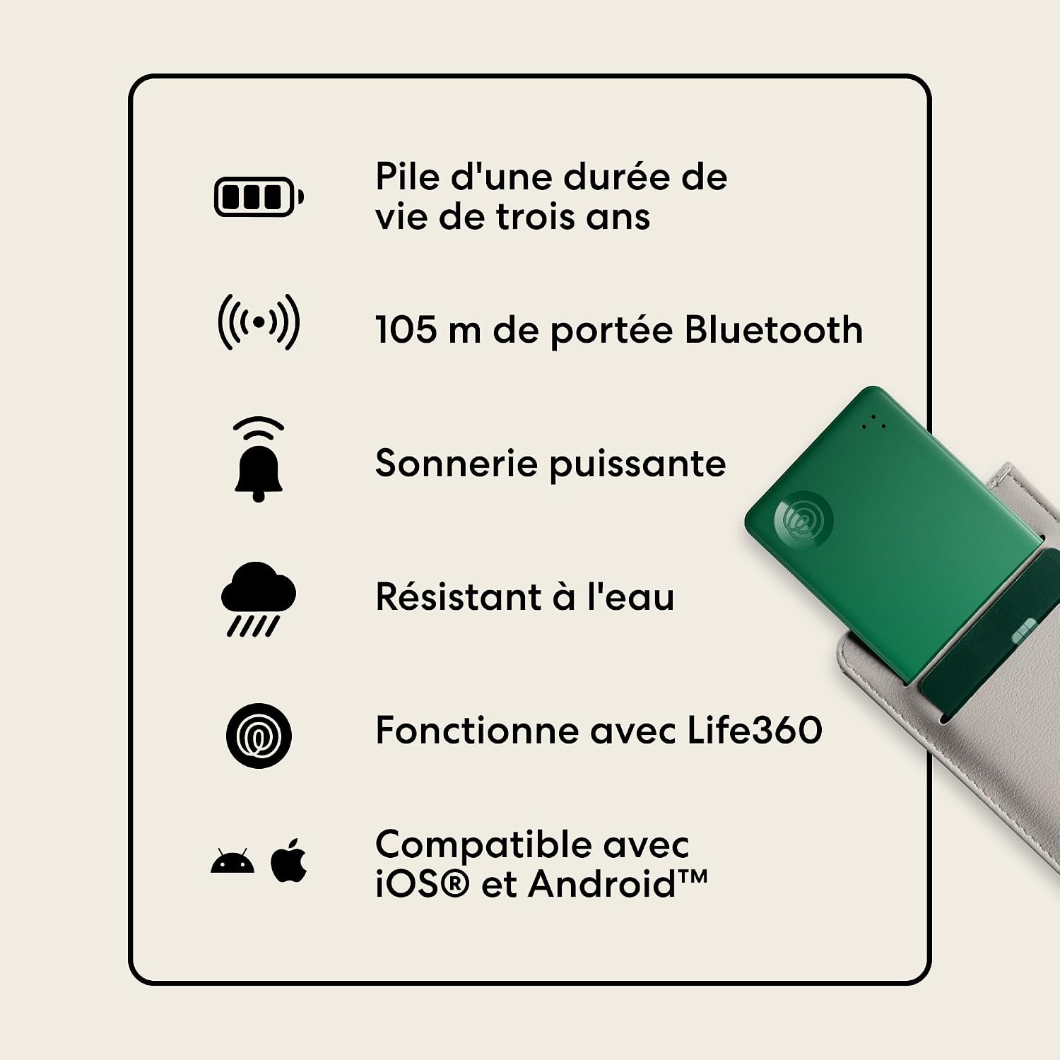 Thumbnail 6 de Life360 Tile Slim – Détecteur de Portefeuille et Localisateur Bluetooth (Lot de 1, Green Surf)