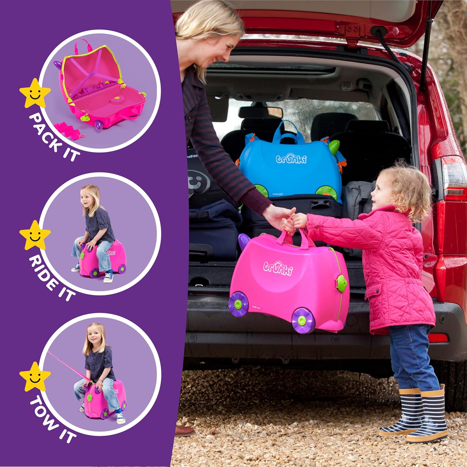 Detalle 2 de Trunki Trixie Pink: Children’s Ride-On Suitcase and Hand Luggage
