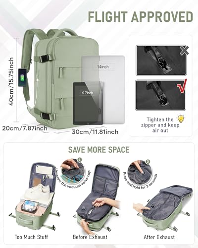 Detalle de Mochila SZLX con compresión al vacío para cabina 40x30x20 — organización, bomba incluida y diseño para avión