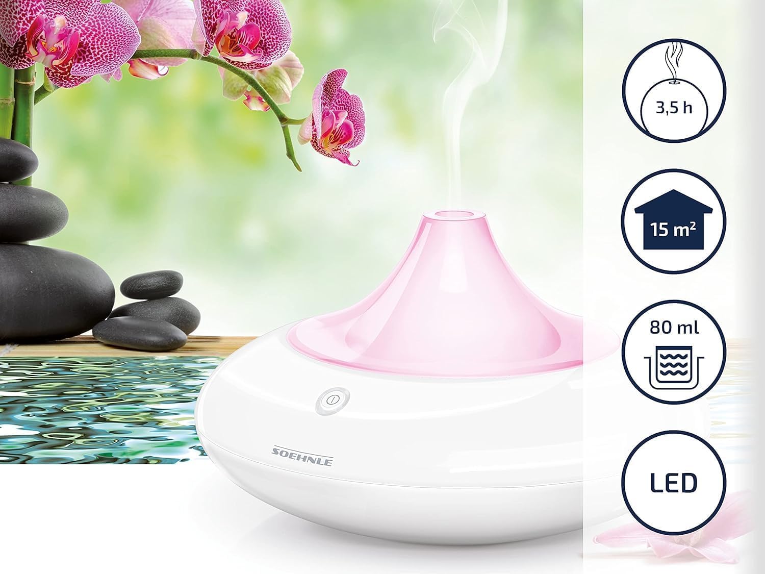 Detalle 2 de Soehnle Ravenna Aroma-Diffuser Weiß mit Ultraschallvernebelung