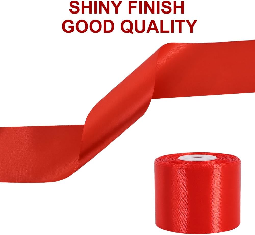 Thumbnail 1 de TONIFUL Satinband rot, 5 cm x 20 m – breites Geschenkband für Schleifen & Dekoration