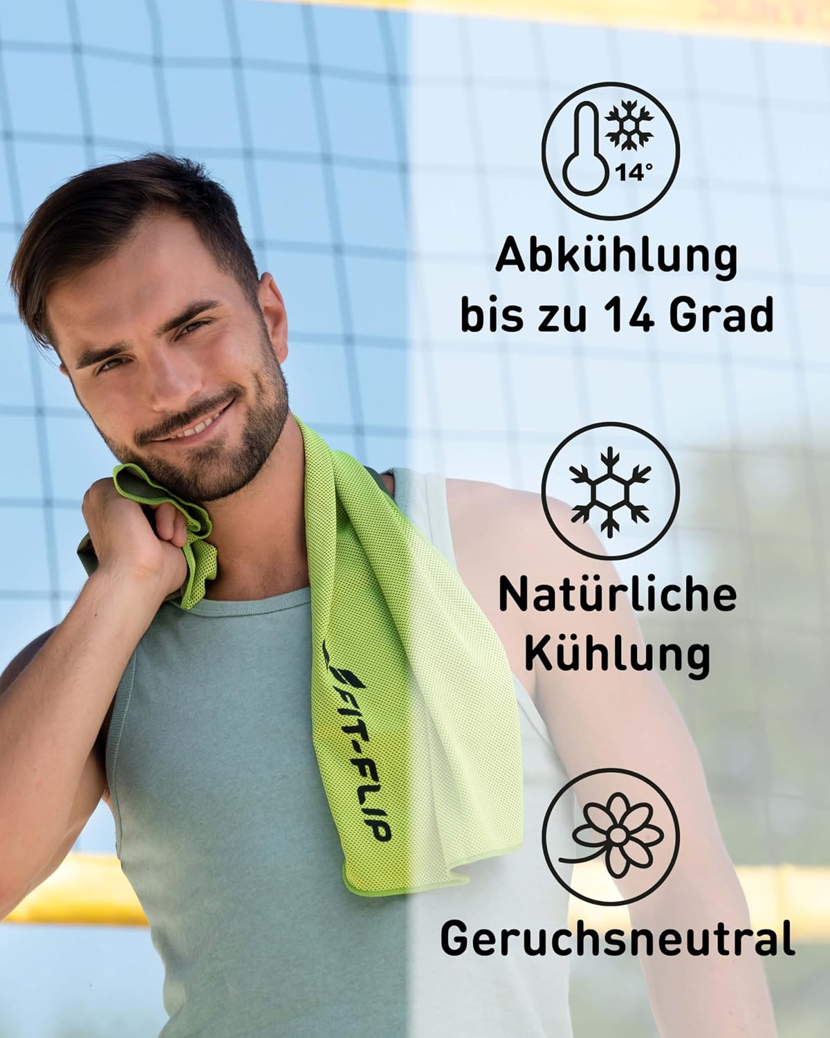 Detalle de Fit-Flip Kühltuch 3er Set – kühlendes Mikrofaser-Handtuch für Sport und Fitness