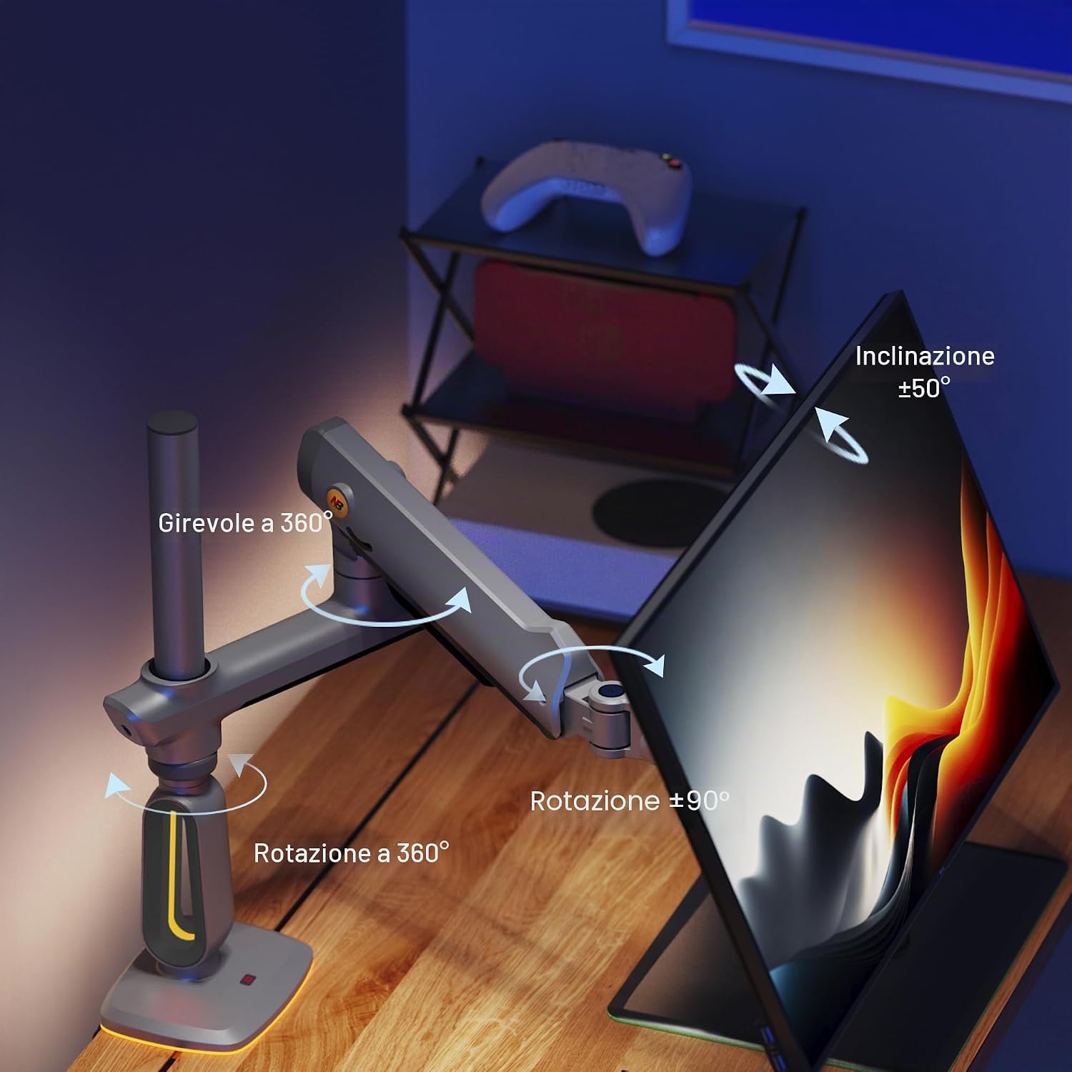 Detalle de NB Ergonomic Pesante Braccio per Schermo UltraWide fino a 60" – Supporto monitor robusto, VESA 75×75/100×100, fino a 20 kg