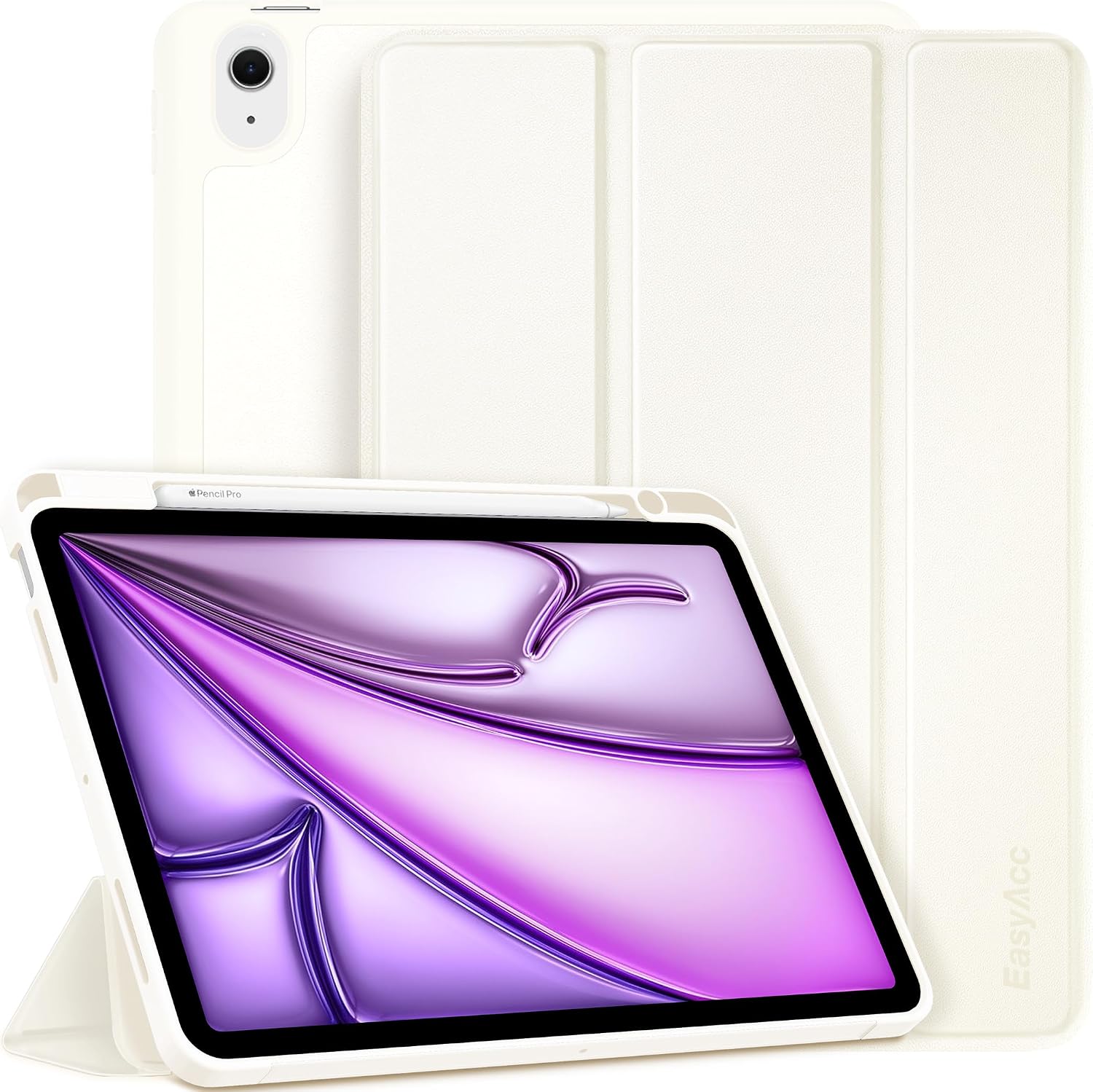 Detalle de EasyAcc Hülle für iPad Air 11 Zoll M4/M3/M2 (2026/2025/2024) – Cremeweiß