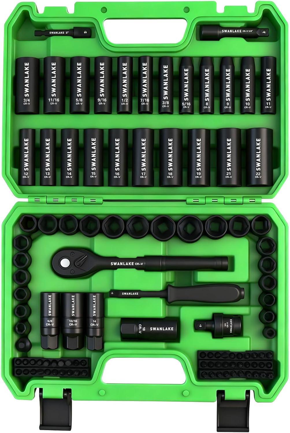 Detalle de SWANLAKE GARDEN TOOLS 66200 105-Piece 3/8-Inch Drive Impact Socket Set