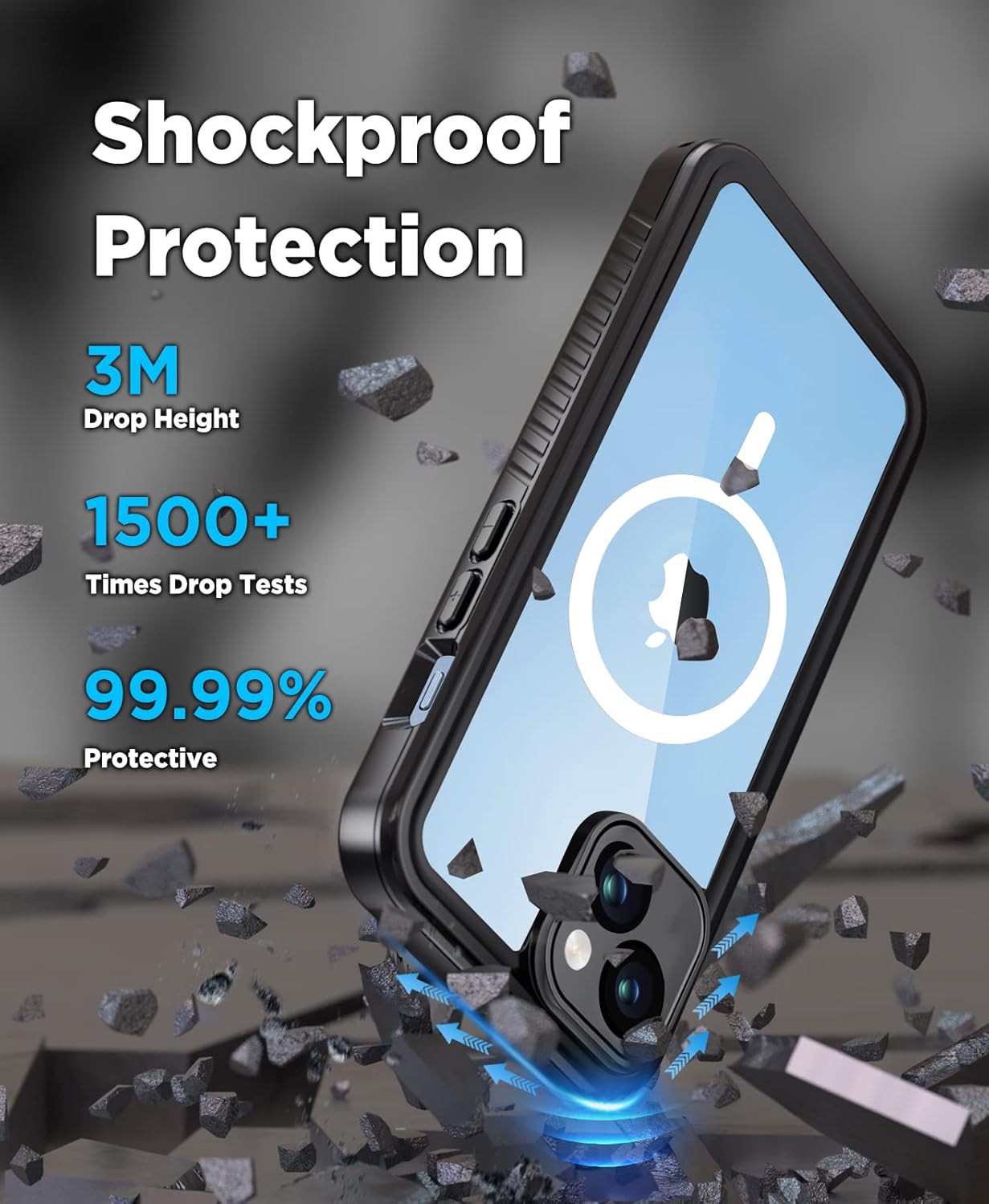 Thumbnail 4 de Beeasy iPhone 14 Waterproof MagSafe case with built-in screen protector (Black, 6.1")
