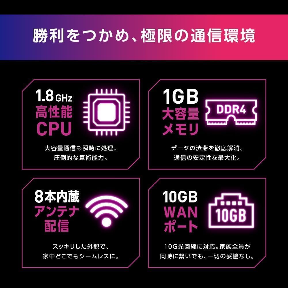Thumbnail 3 de ASUS ROG STRIX GS-BE7200X Wi-Fi 7ゲーミングルーター、デュアルバンド・10G WAN・2.5GゲーミングLAN