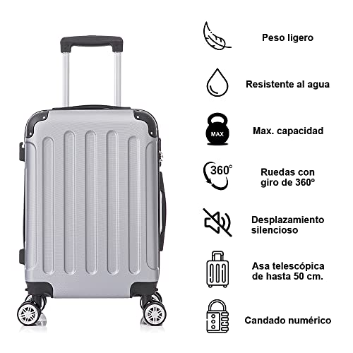Detalle 2 de RAYKONG maleta de cabina ABS 55 x 40 x 20 cm, 40 L, plateada