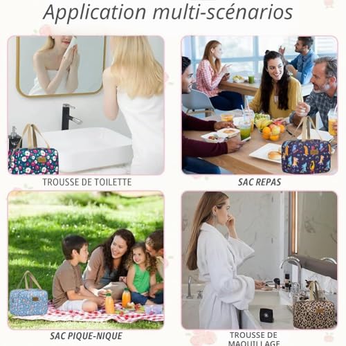 Detalle de Aucuu Trousse de Toilette Femme Grande – Trousse de Maquillage avec Poignée, Étanche et Portable