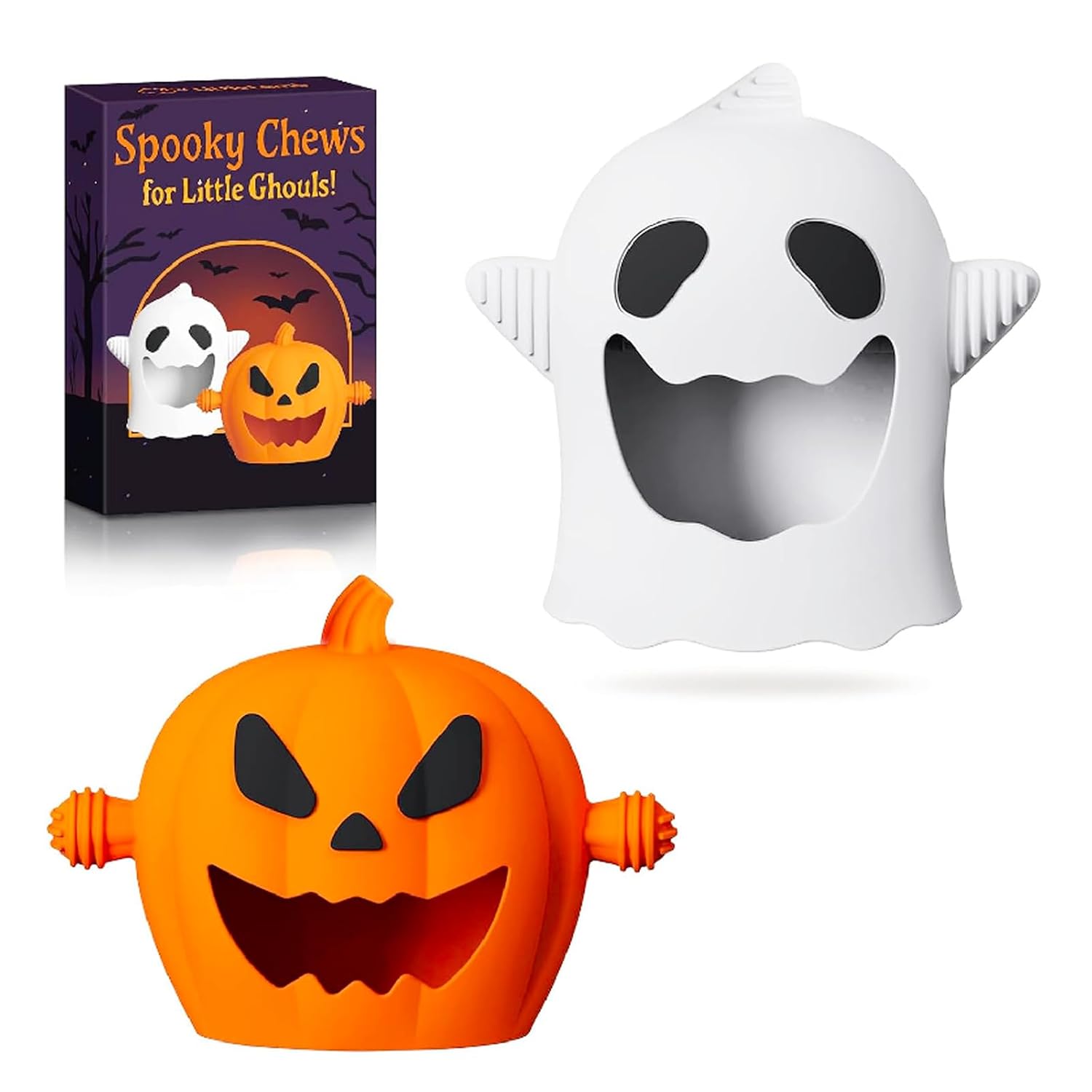 CulinaCraft Pumpkin & Ghost Baby Teething Mittens in Food-Grade Silicone