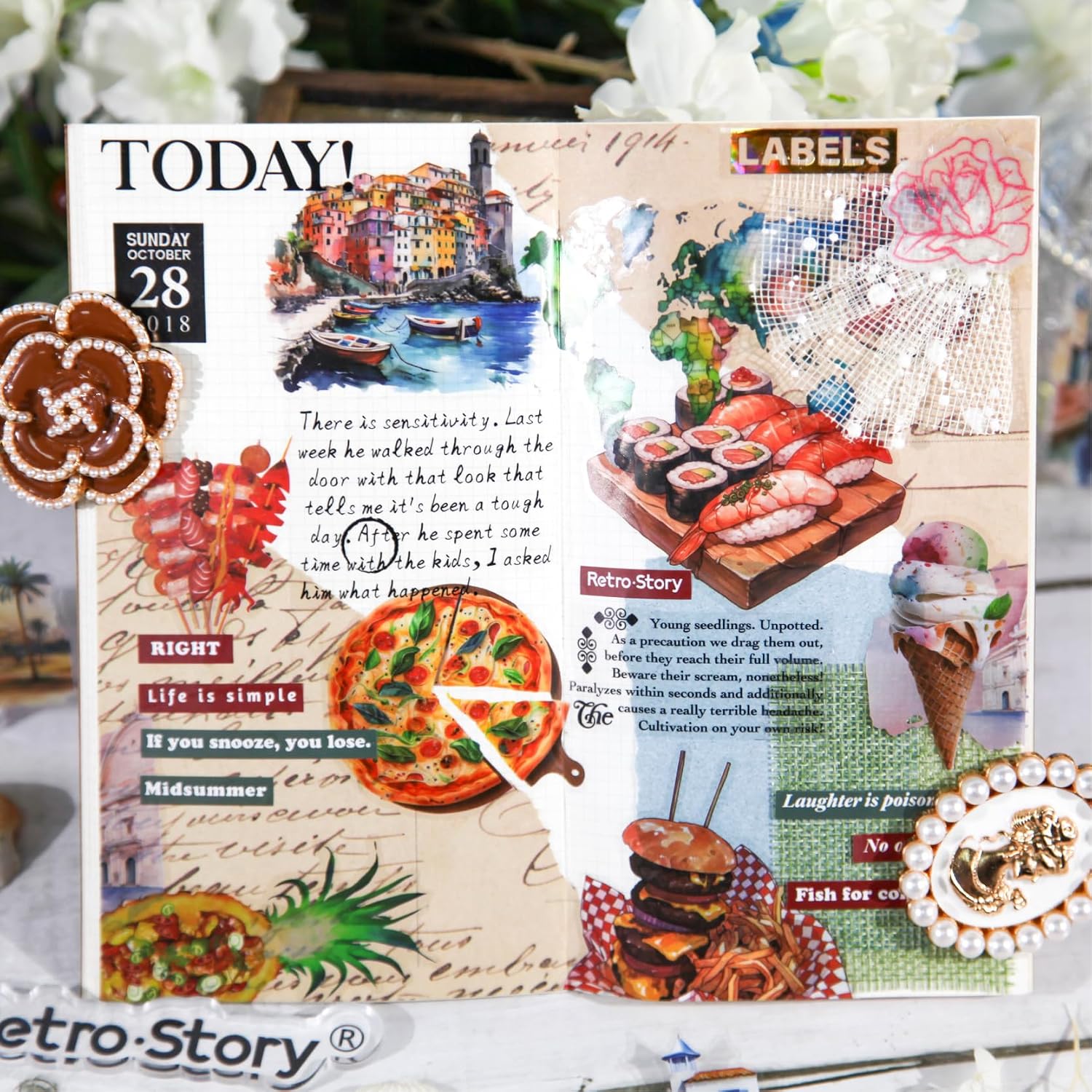 Thumbnail 2 de Alideco 180pcs Scrapbook Stickers – Vintage Scenic Collection (PET, 180pcs)