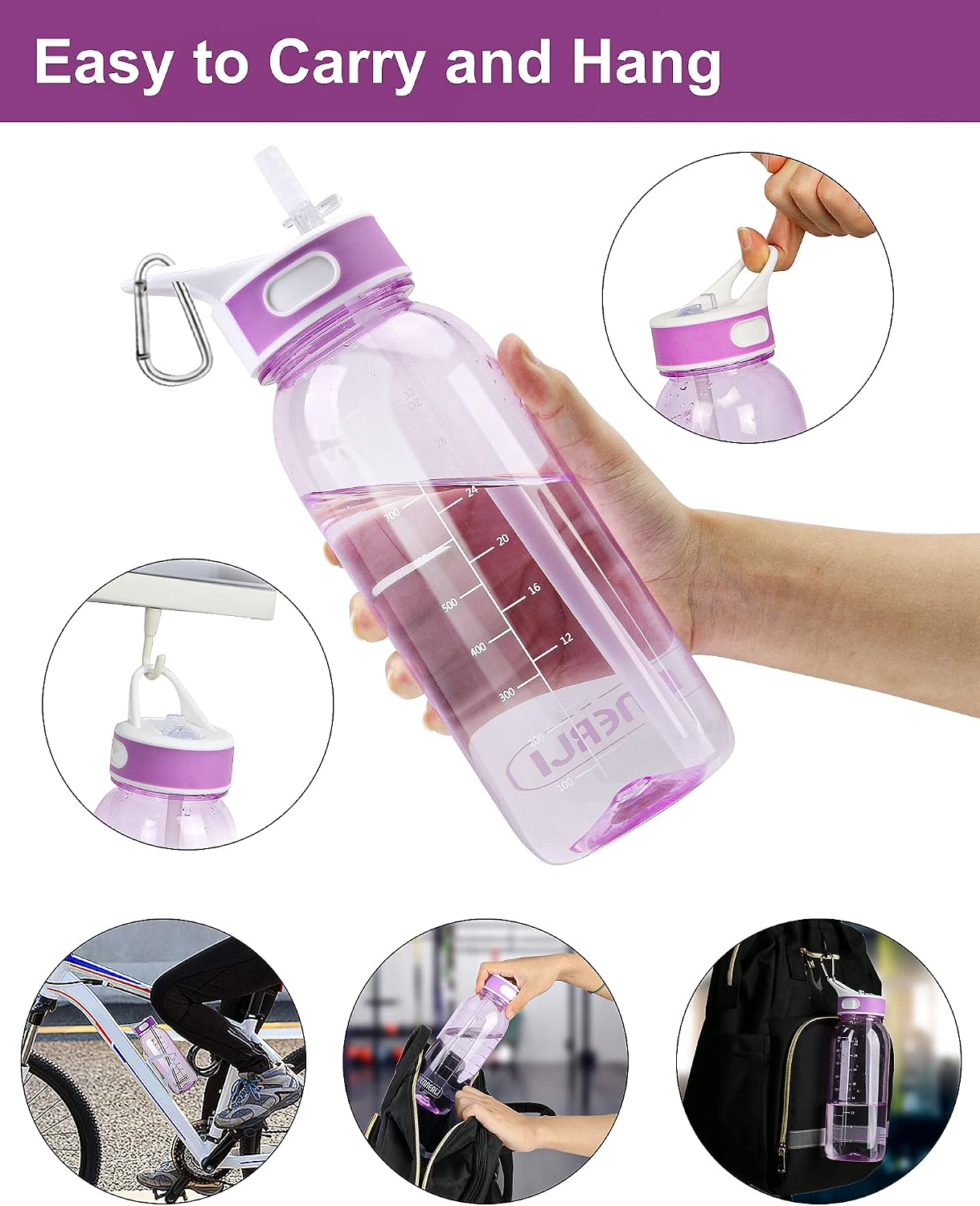 Detalle de VENNERLI 1 Litre BPA-Free Tritan Sport Water Bottle with Straw