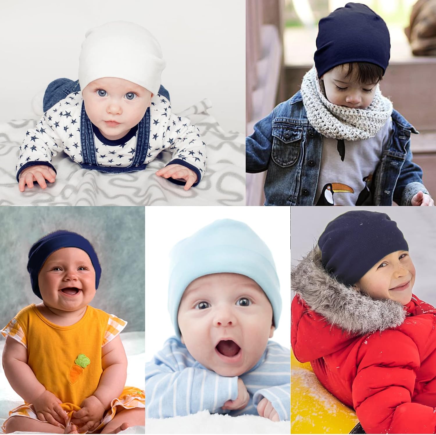 Thumbnail 2 de DRESHOW 4 Pieces Baby Beanie Knit Hats — Soft Cotton-Poly Blend for Newborns and Toddlers