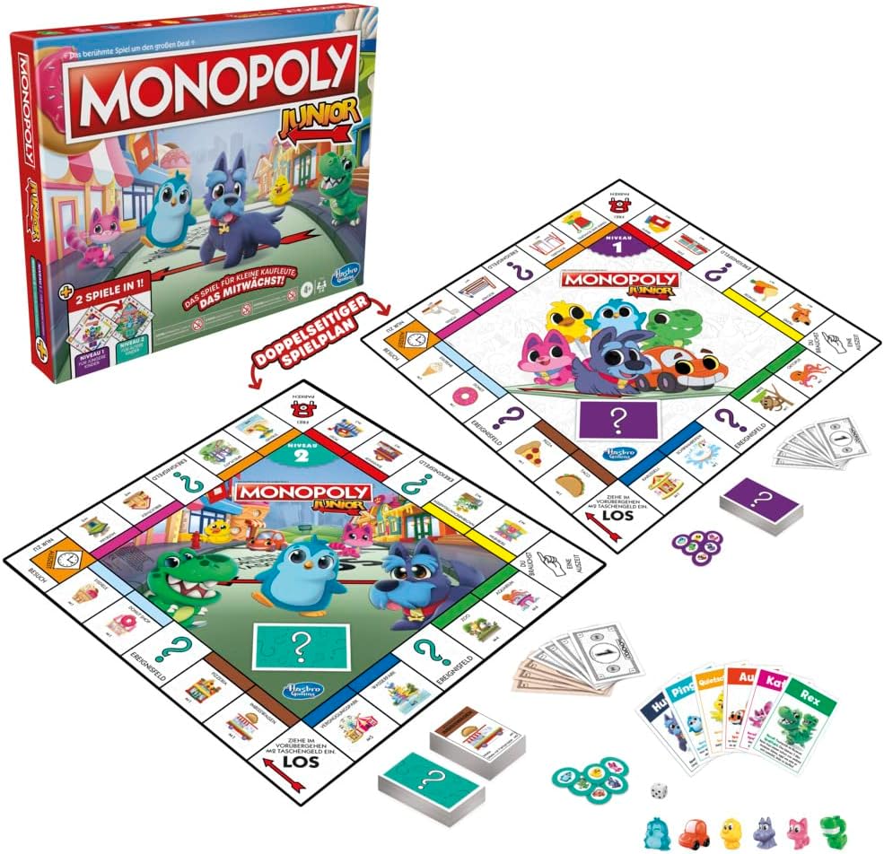 Detalle de Monopoly Junior (Monopoly) – das klassische Brettspiel für Kinder ab 4 Jahren, mit 2-seitigem Spielplan