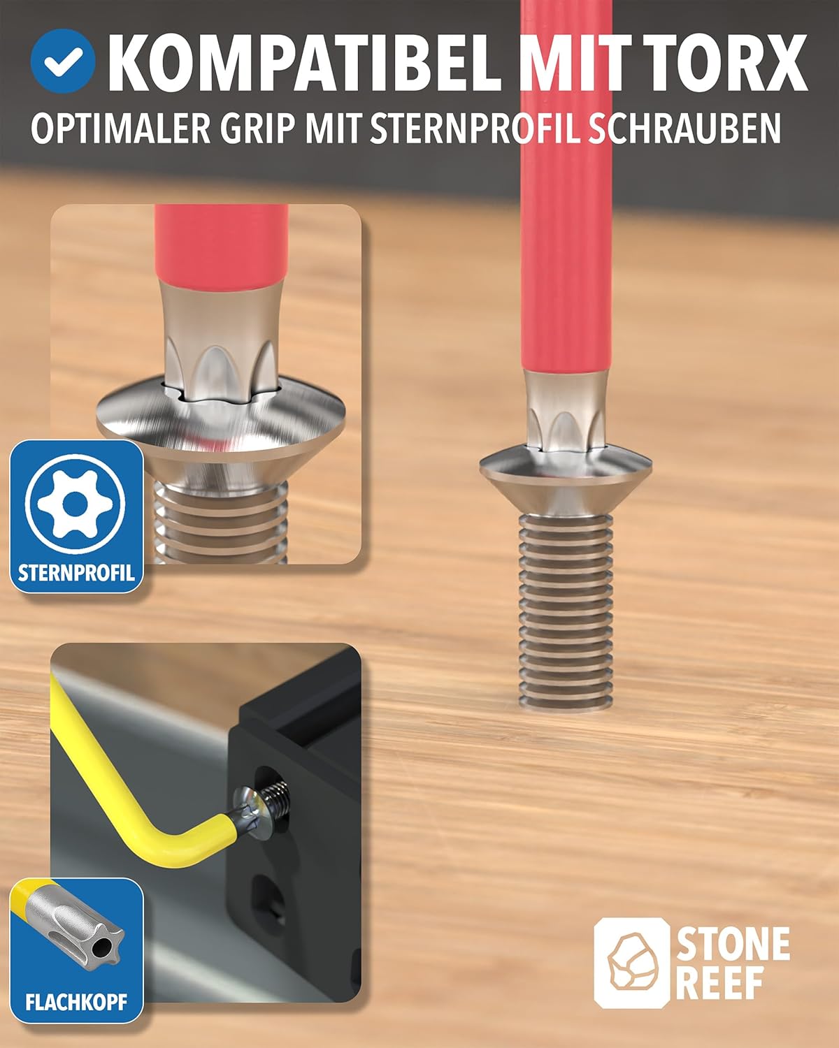 Thumbnail 5 de Winkelschraubendreher Set 13tlg. [T6-T50mm] Sechsrundschlüssel – farblich kodiert, inkl. Kugelkopf