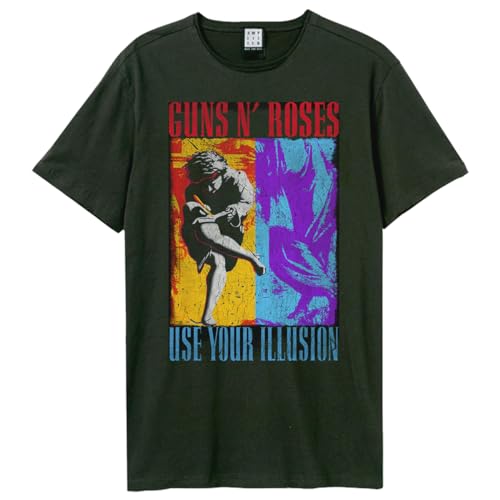 Detalle de Amplified Guns N' Roses Spliced Illusion – Camiseta unisex XL en gris oscuro