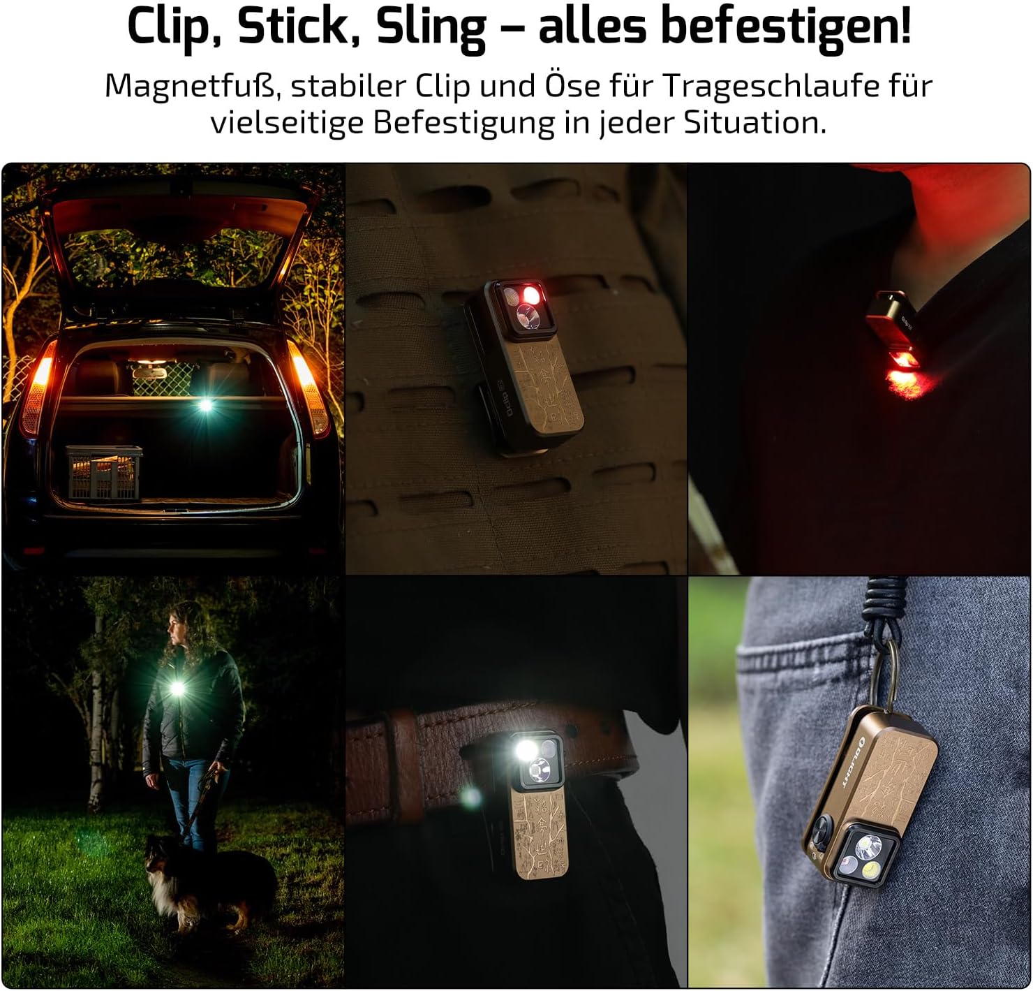 Thumbnail 3 de OLIGHT Oclip Pro Mini LED Taschenlampe mit Flutlicht, fokussiertem Licht und Rotlicht (500 lm, USB-C, IPX6)