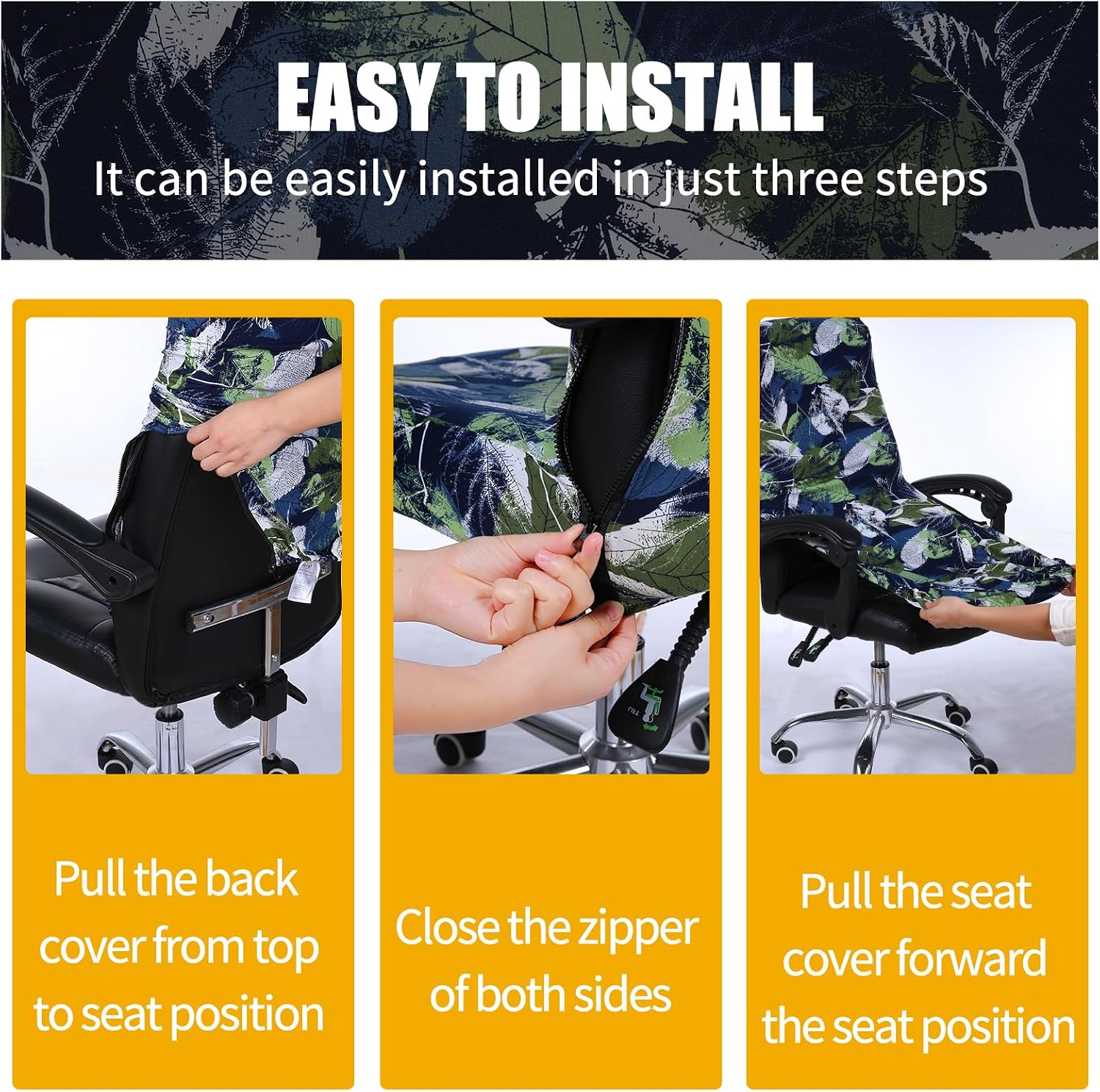 Detalle 2 de Smiry Office Chair Cover with Armrest Covers, Deep Green Stretch Spandex
