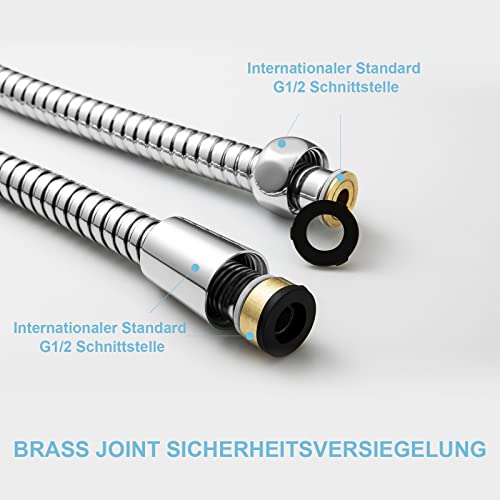 Detalle de OFFO Duschschlauch 1,6 m mit Verdrehschutz – Edelstahl Hochdruck-Duschschlauch Chrom