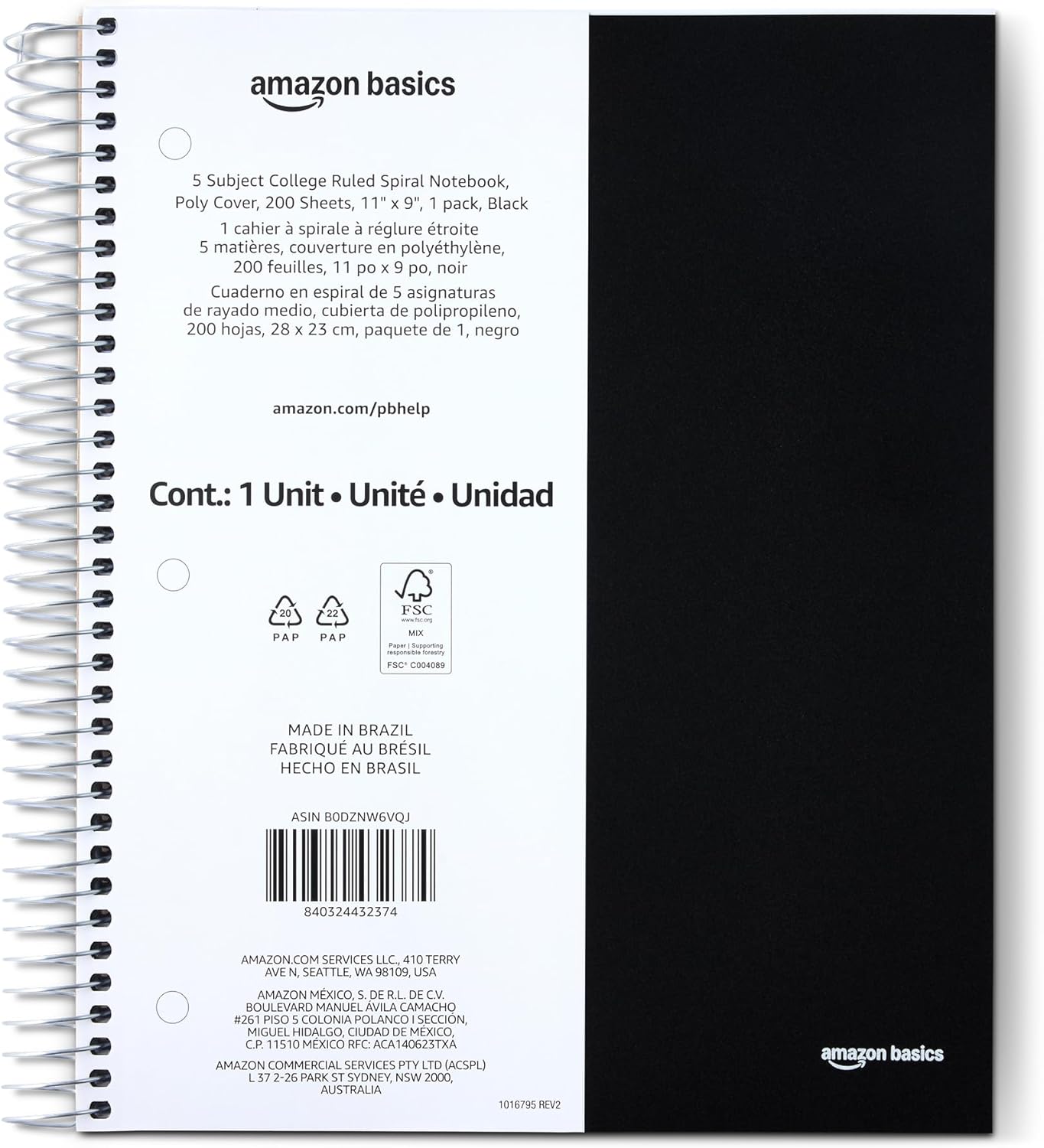 Thumbnail 6 de Amazon Basics 1-Subject Wide-Ruled Notebook, 3-Pack