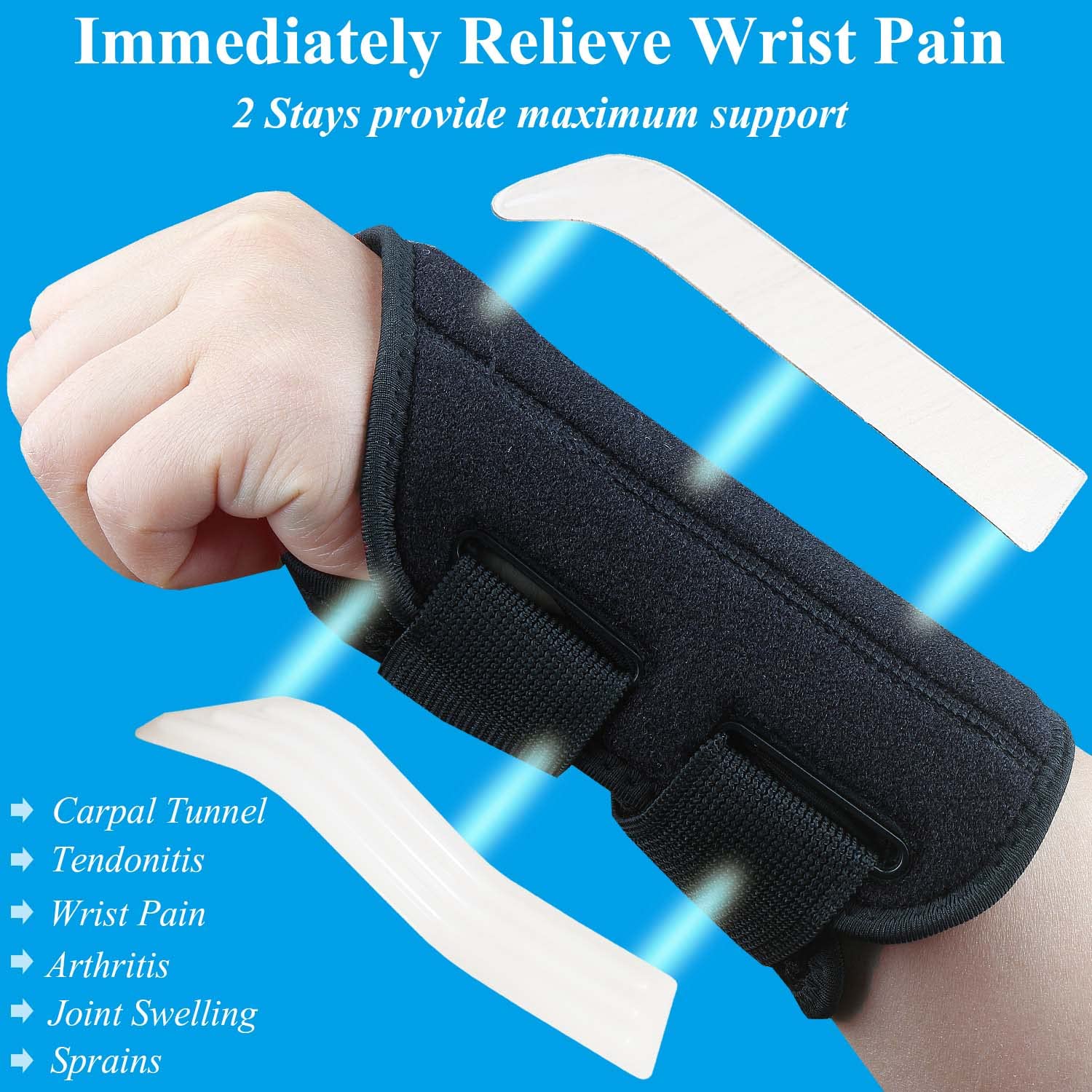 Detalle de Tianhengyi Wrist Brace for Carpal Tunnel, Right Hand, L/XL, Black