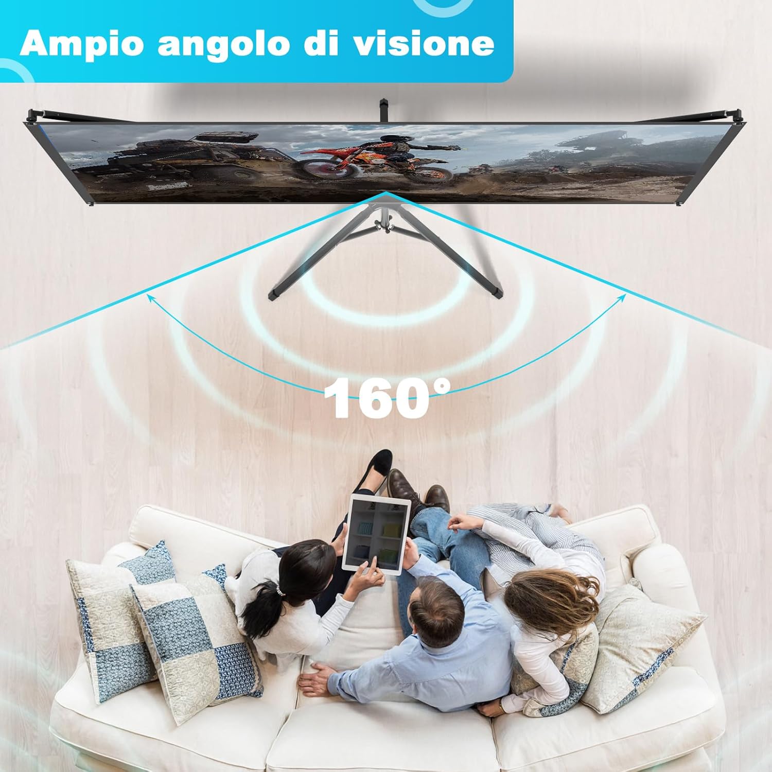 Thumbnail 4 de VISULAPEX 80" ALR: schermo per proiettore su treppiede 16:9 con telo grigio