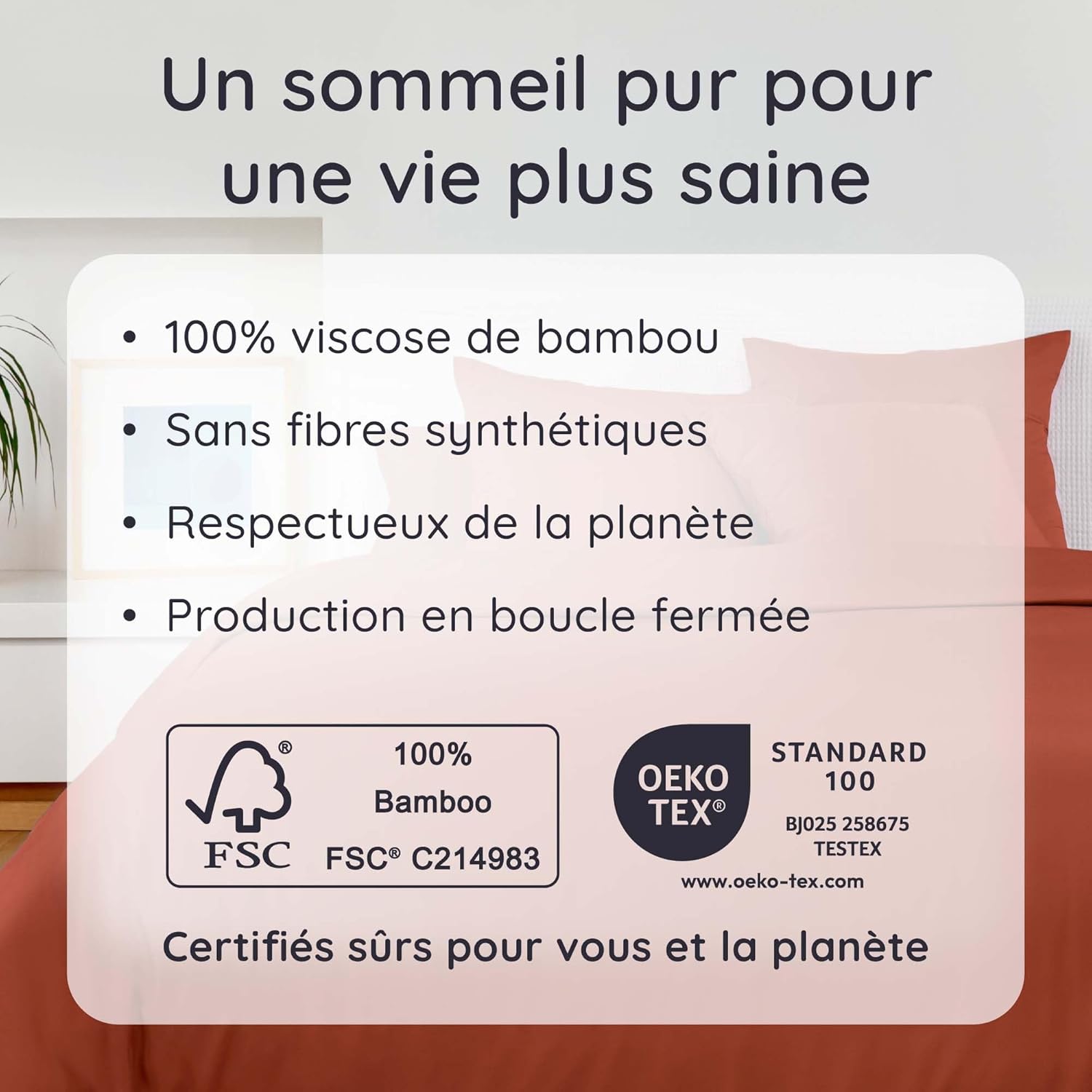 Thumbnail 5 de Bambaw Drap housse en bambou Tanboocel 160 x 200 cm (terracotta) pour matelas jusqu’à 35 cm