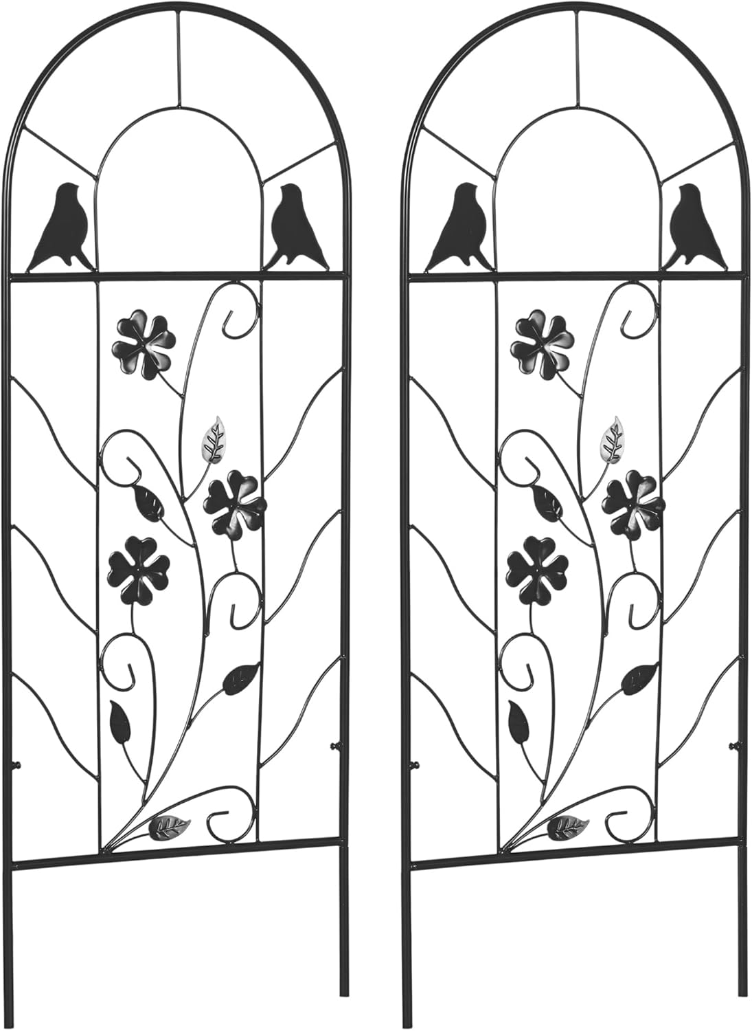 Outsunny Treillis de Jardin Lot de 2 en métal 38 x 98 cm – Noir