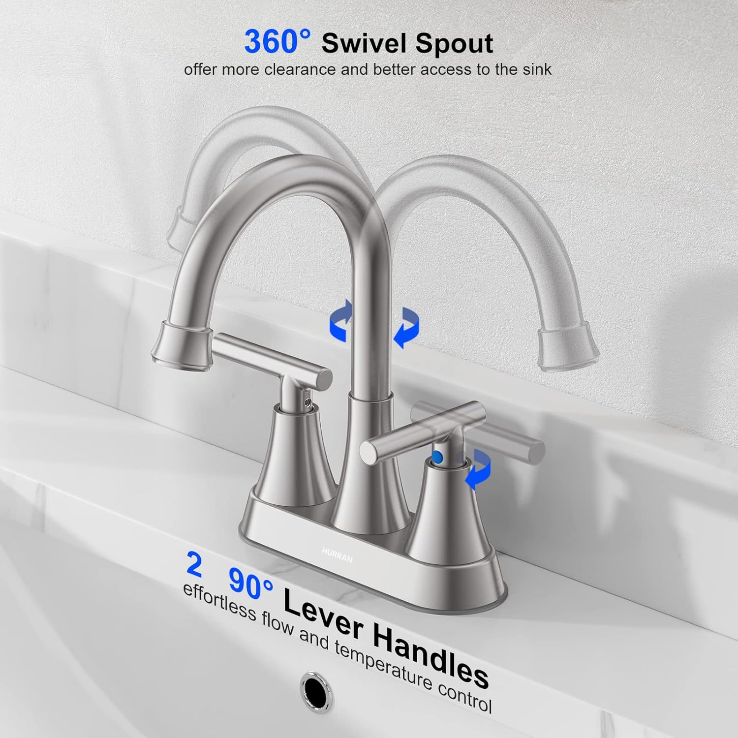 Detalle de Hurran Bathroom Faucet 4 inch Centerset