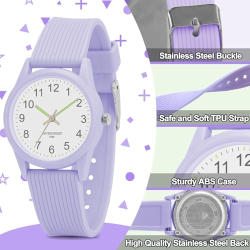 Thumbnail 3 de SOCICO Kids Analog Watch for Boys & Girls (Purple) – 50M Water Resistant, Easy Read Dial, Ages 3–12