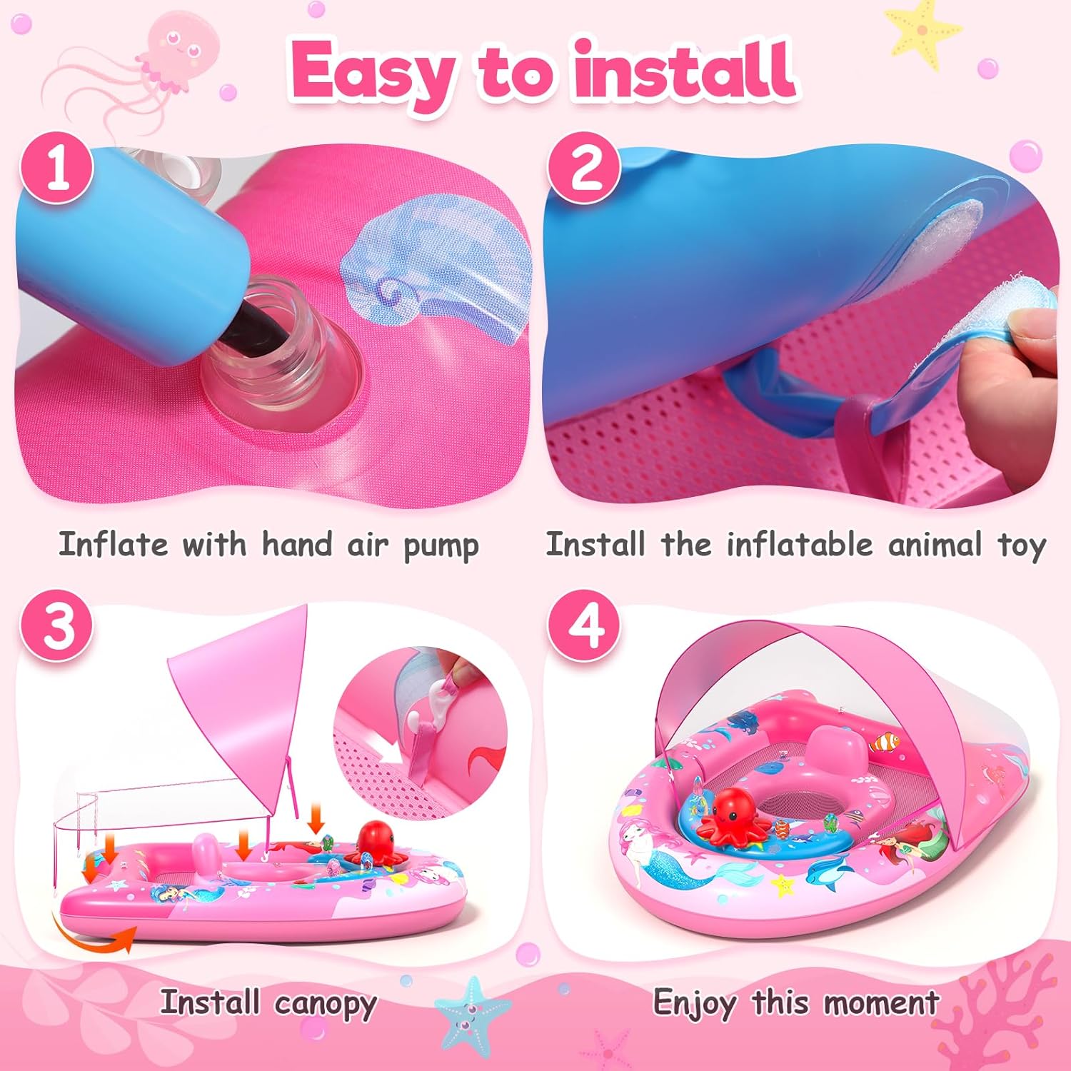 Thumbnail 2 de Baby swimming float with UPF50+ sun canopy, adjustable safety seat and inflatable ring (6–36 months)