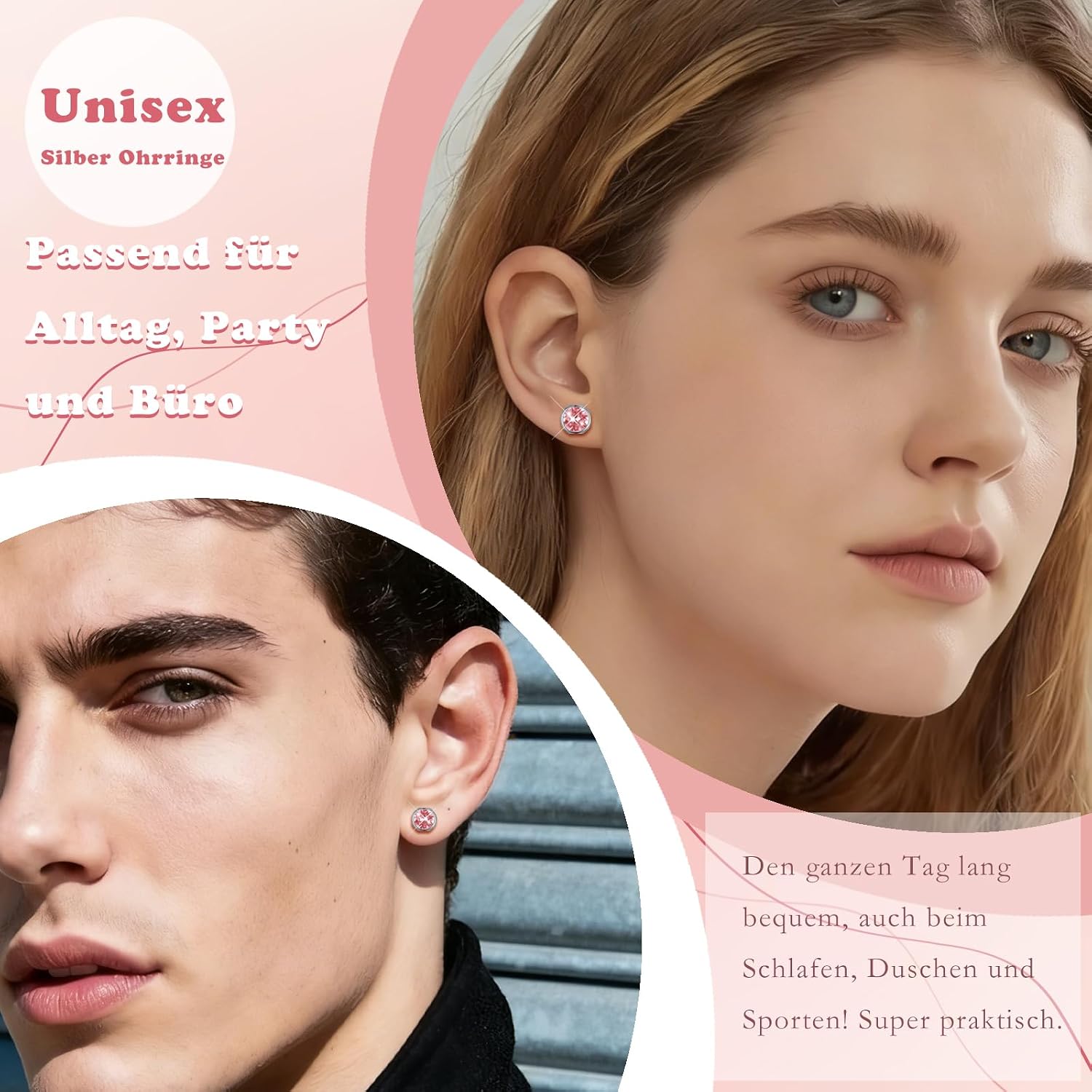 Thumbnail 5 de Hasnsofie 925 Silber Ohrstecker 8mm Unisex