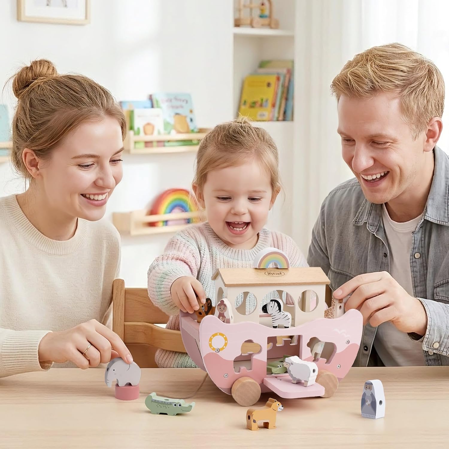 Thumbnail 5 de Joyreal Noahs Ark Wooden Toy – A Montessori, Christening Gift for 1–3 Year Olds