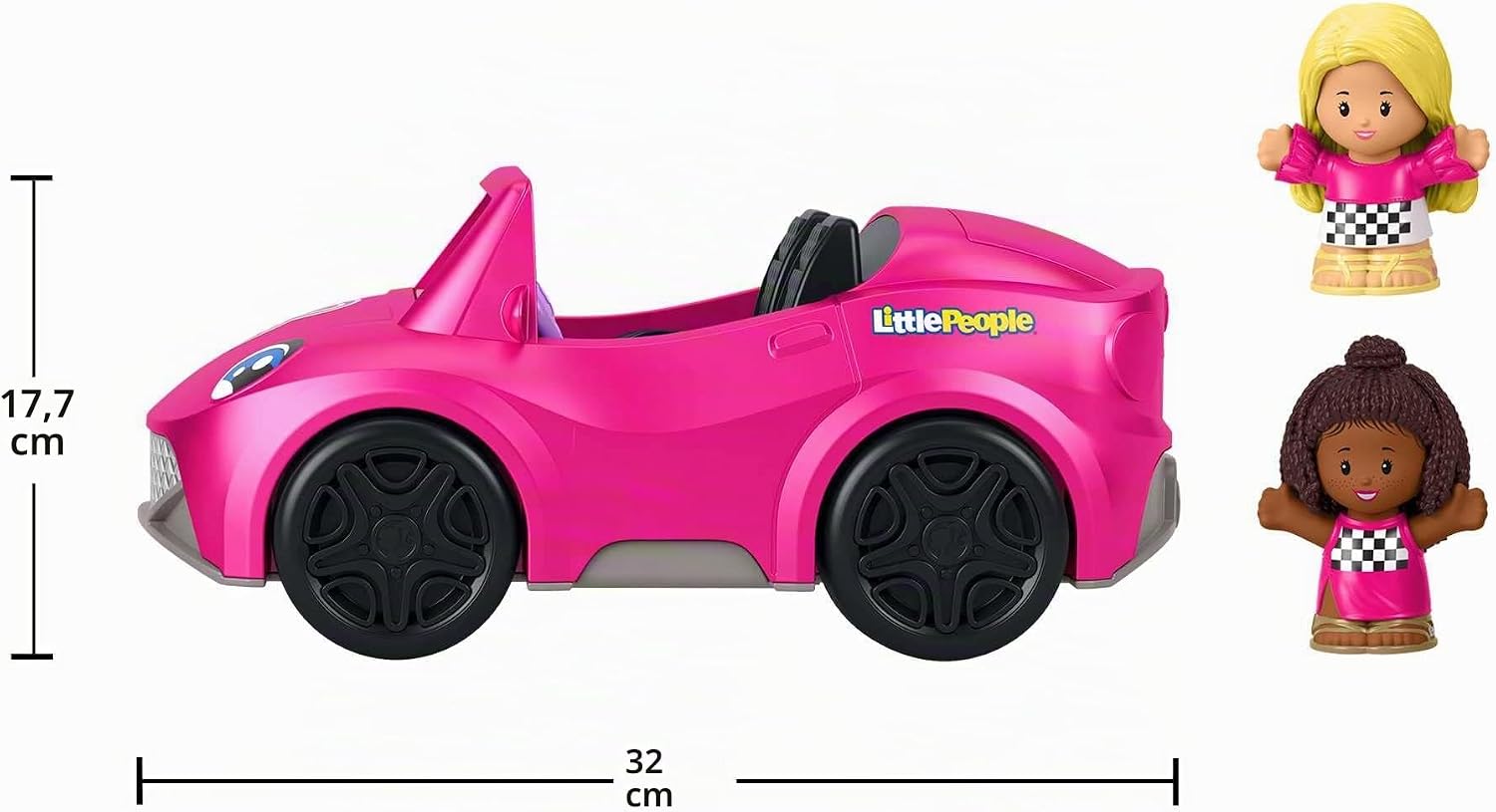 Detalle 2 de Fisher-Price Coffret Little People Cabriolet de Barbie – véhicule sonore à pousser avec 2 figurines