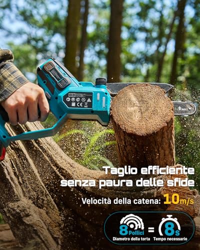 Detalle de SEESII 6 & 8 Mini Motosega Elettrica da Potatura 1000 W – 2-in-1 con lama da 6" e 8