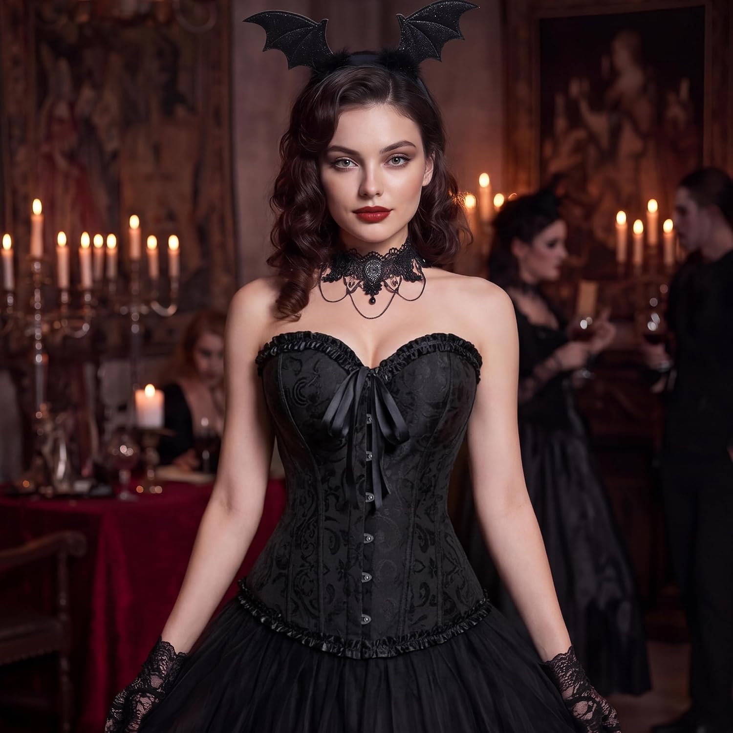 Detalle de Kranchungel Renaissance Corset Top for Women, Vintage Lace-Up Bustier