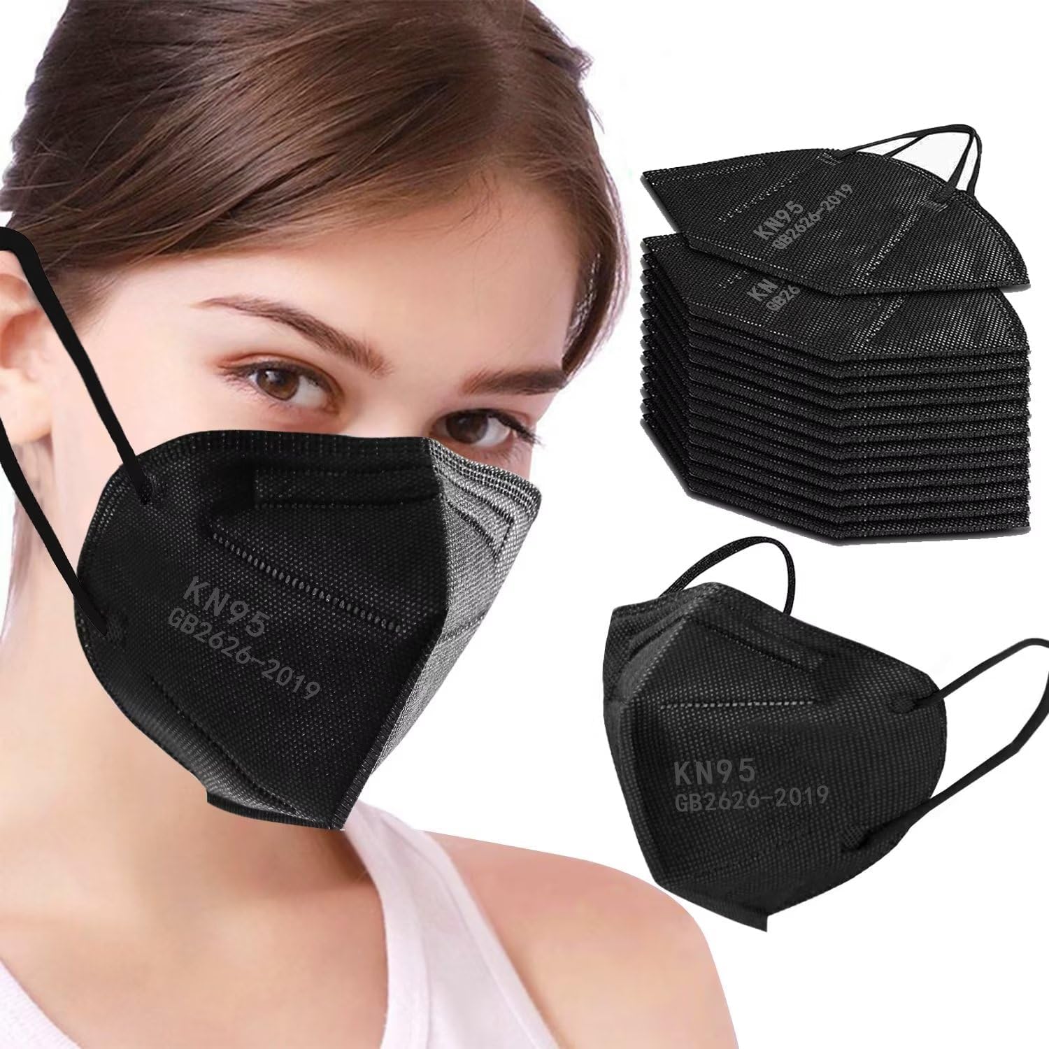 Detalle 2 de SDIW HM.KZ002 KN95 Face Masks, 5-Ply Black Adult Masks, 100 Count