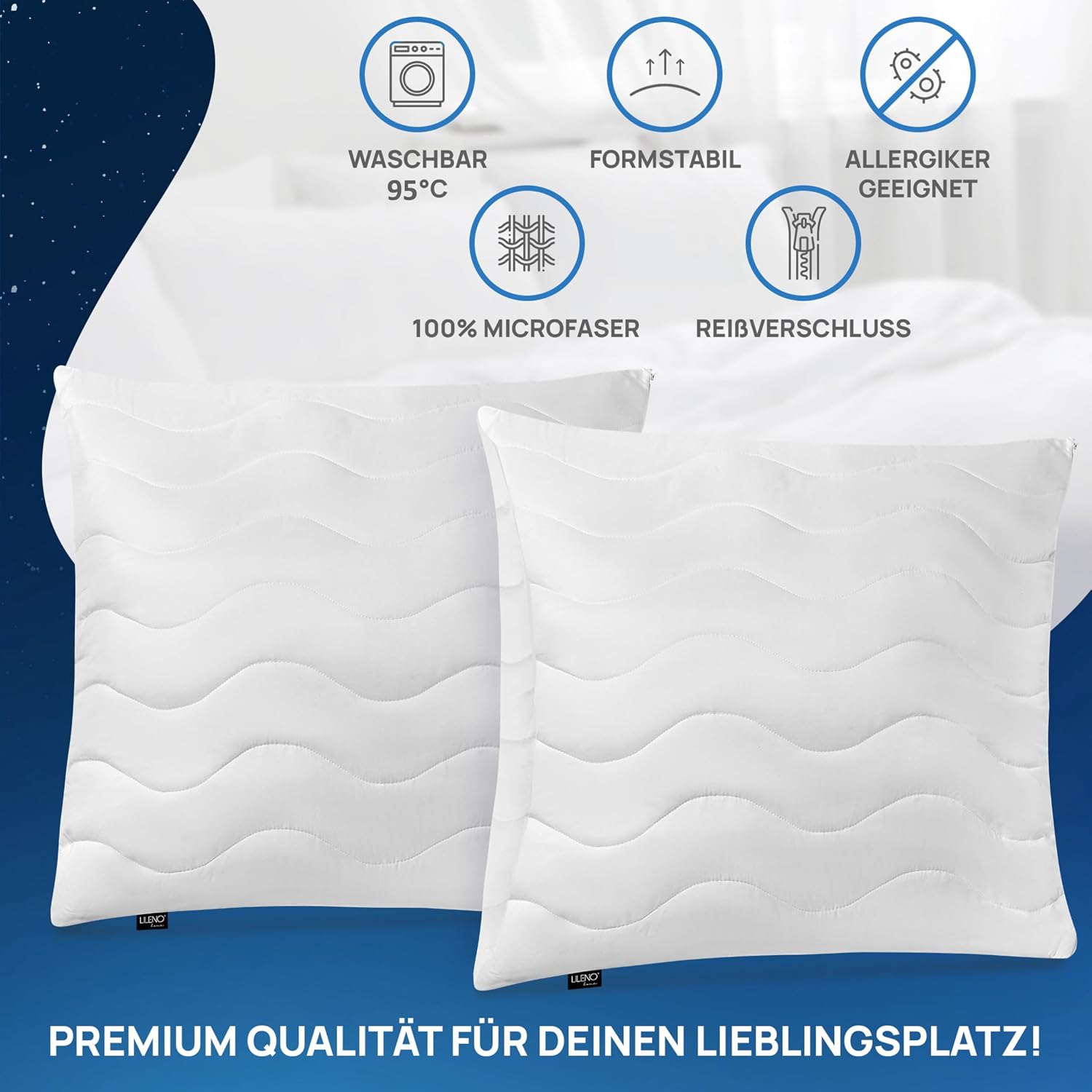 Detalle 2 de LILENO HOME Allergiker Kopfkissen 80x80