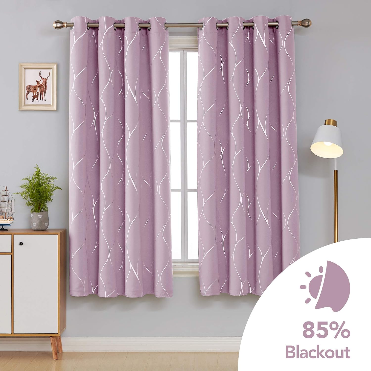 Thumbnail 1 de Deconovo Eyelet Room Darkening Curtains in Baby Pink (66 x 72 Inch), 1 Pair